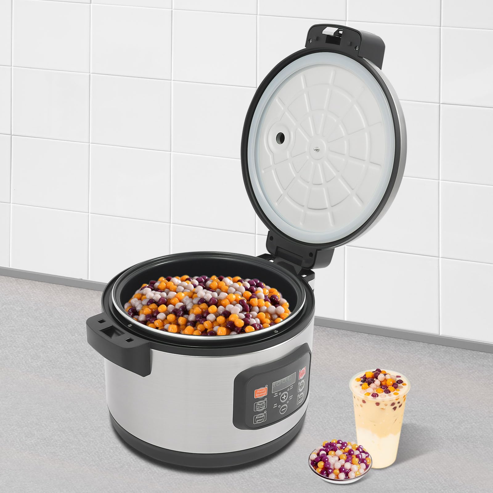 Boba Maker Machine, 12L Commercial Tapioca Pearls Cooker Automatic Boiling Non-stick 1850W, 12H Timer for Bubble Tea, Milk Tea Stores 110V