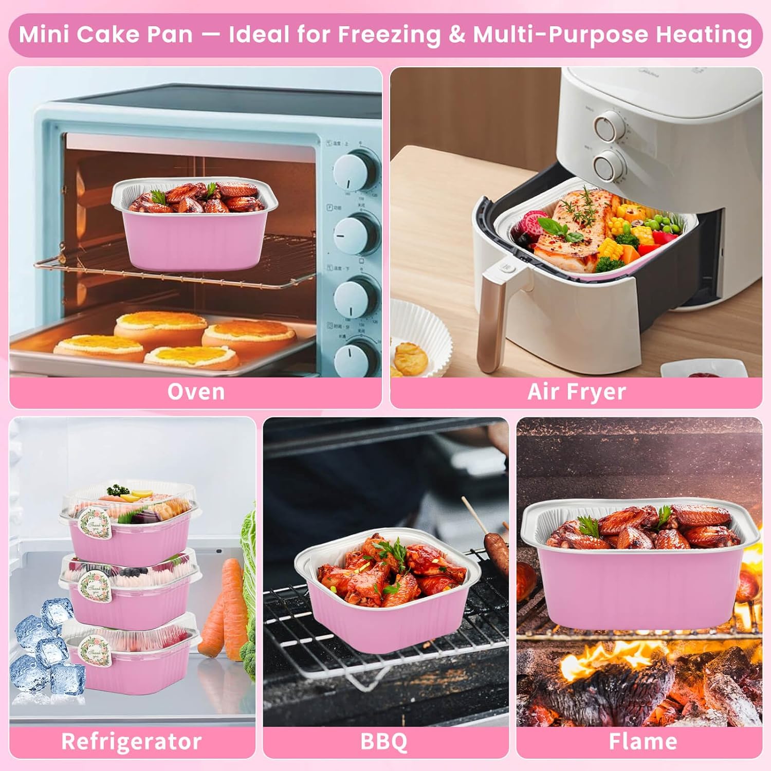 245 PCS 10 oz Mini Cake Pans with Lids, 60 Pack 4.4x4.4 Large Aluminium Foil Pan Mini Cake Tins with Lids and Spoons, Square Individual Baking Pan Cup for Wedding Birthday Party Picnics - Image 5