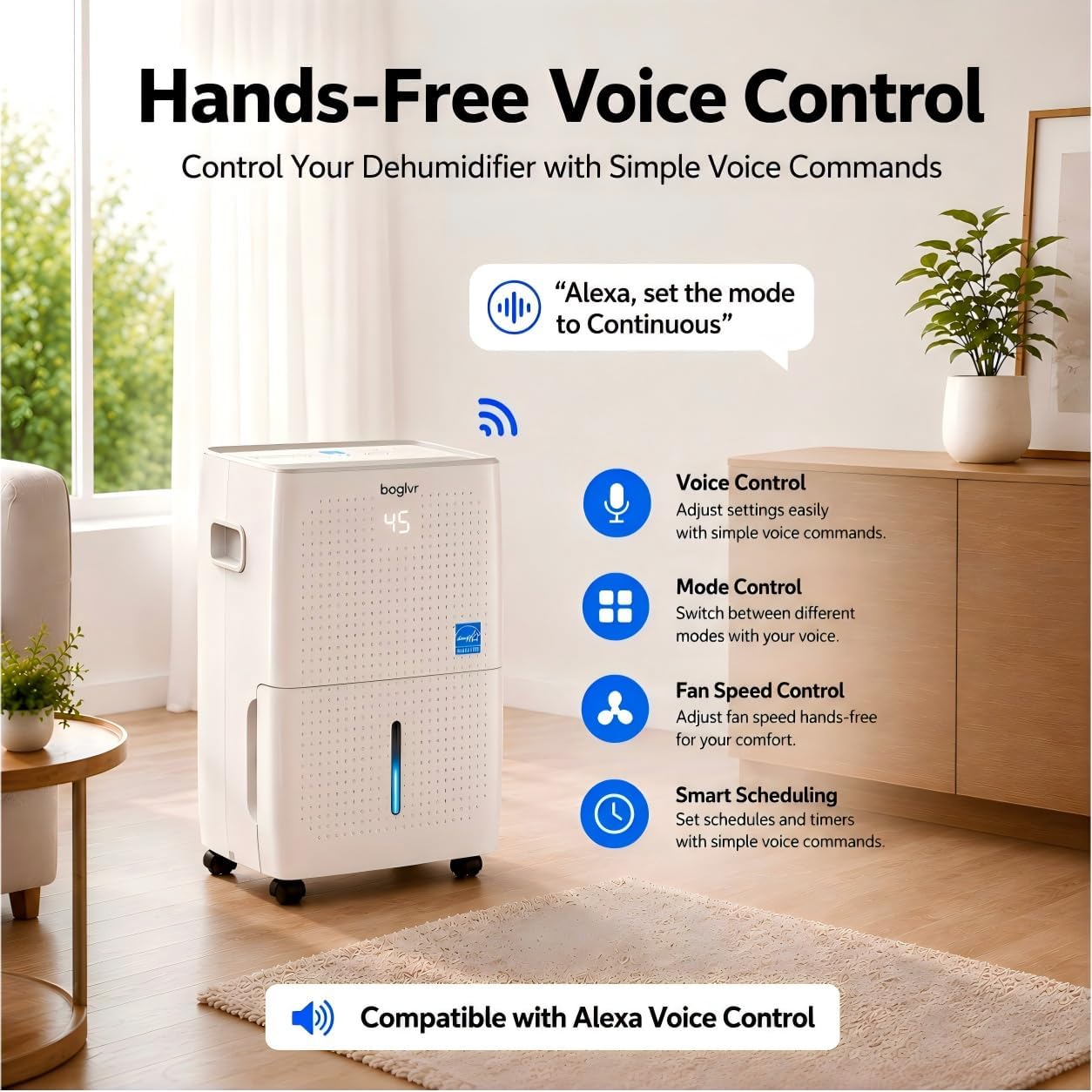 4500 Sq.Ft. Energy Star Dehumidifier for Basement, Max 80Pint/Day Smart WiFi Dehumidifier with Drain Hose, Voice & APP Control, Adjustable Humidistat for Home, Bedroom, Bathroom, Garage, RV(White) 5 71IT8MStBIL. AC SL1254