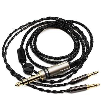 Youkamoo 6.35mm Replacement Upgrade Cable Compatible with Hifiman Sundara, Ananda, Arya, HE400SE, HE4XX HE-400i Headphones Dual 3.5mm Male Silver Plated Braided 6.5ft/2m