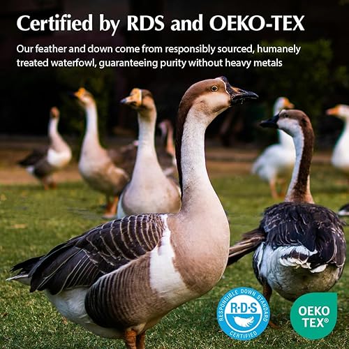 Miniatura 5 de Pacific Coast Almohadas de cama reforzadas para personas que duermen de lado y de espalda, almohadas firmes de plumas de ganso y plumón con carcasa