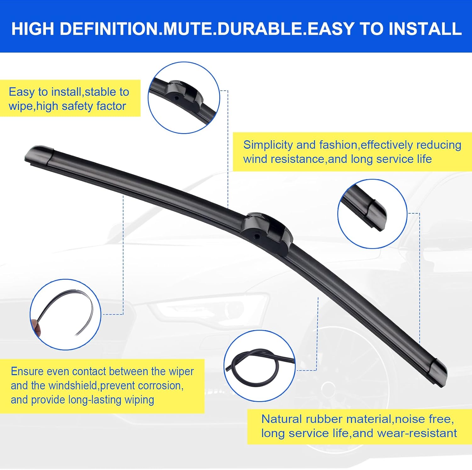 ANIKLUIM® 26"+26" Wiper Blades with 14" Rear Wiper Blade Set Replacement for 2011-2017.09 Porsche Cayenne Volkswagen Touareg Windshield Wipers Original Factory Quality (Pack of 3)