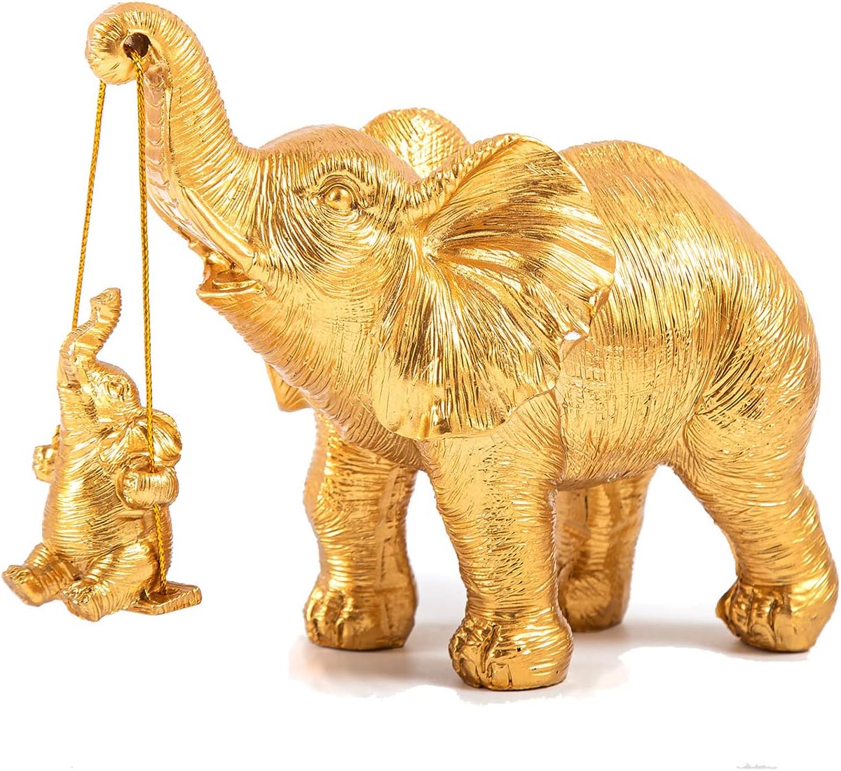 Elephant Decor, Elephant Statue Gifts for Mom&Women, Gold Elephant Figurines Decorations, Elephant Sculpture for Living Room Table, Bookshelf, TV Stand, Shelf Decor(Ornaments)