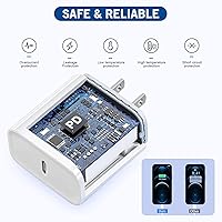 Vista 4 de Cargador rápido para iPhone, [certificado por Apple], paquete de 2 cables USB C a Lightning de carga rápida extra largos de 10 pies con bloque