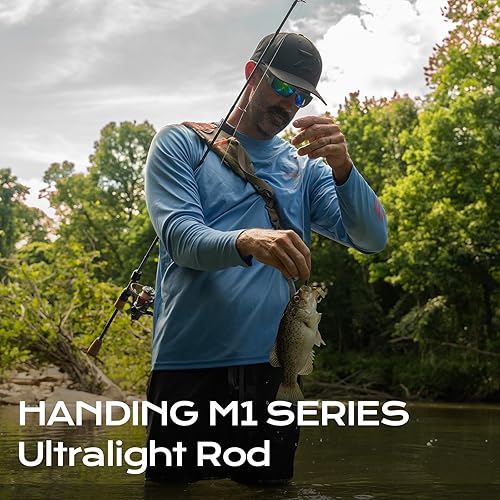 Miniatura 2 de HANDING M1 Ultralight Cañas de pescar de 2 piezas para trucha con acción rápida 30T+24T de fibra de carbono SEAGUIDE Anillos guía RA para trucha