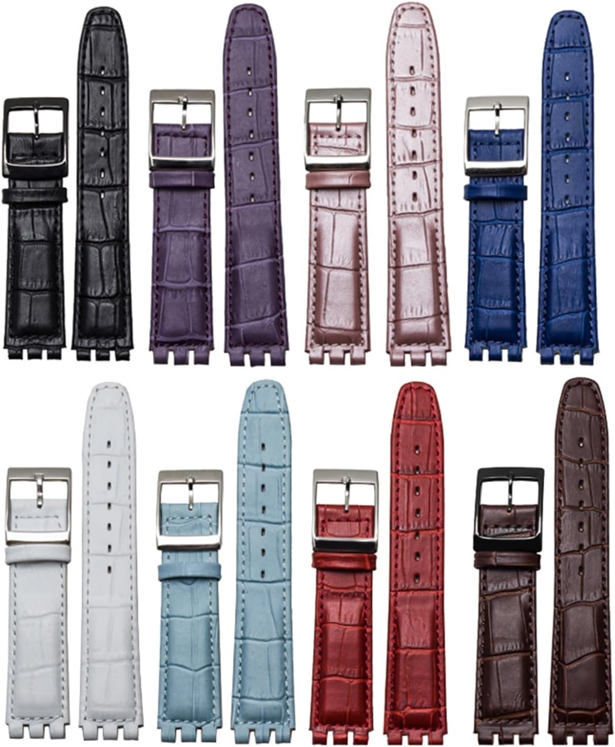 XILILHC Genuine Leather Bracelet Compatible With Swatch Watch Band 17mm 19mm Wrist Strap Blue Red Black Watchbands