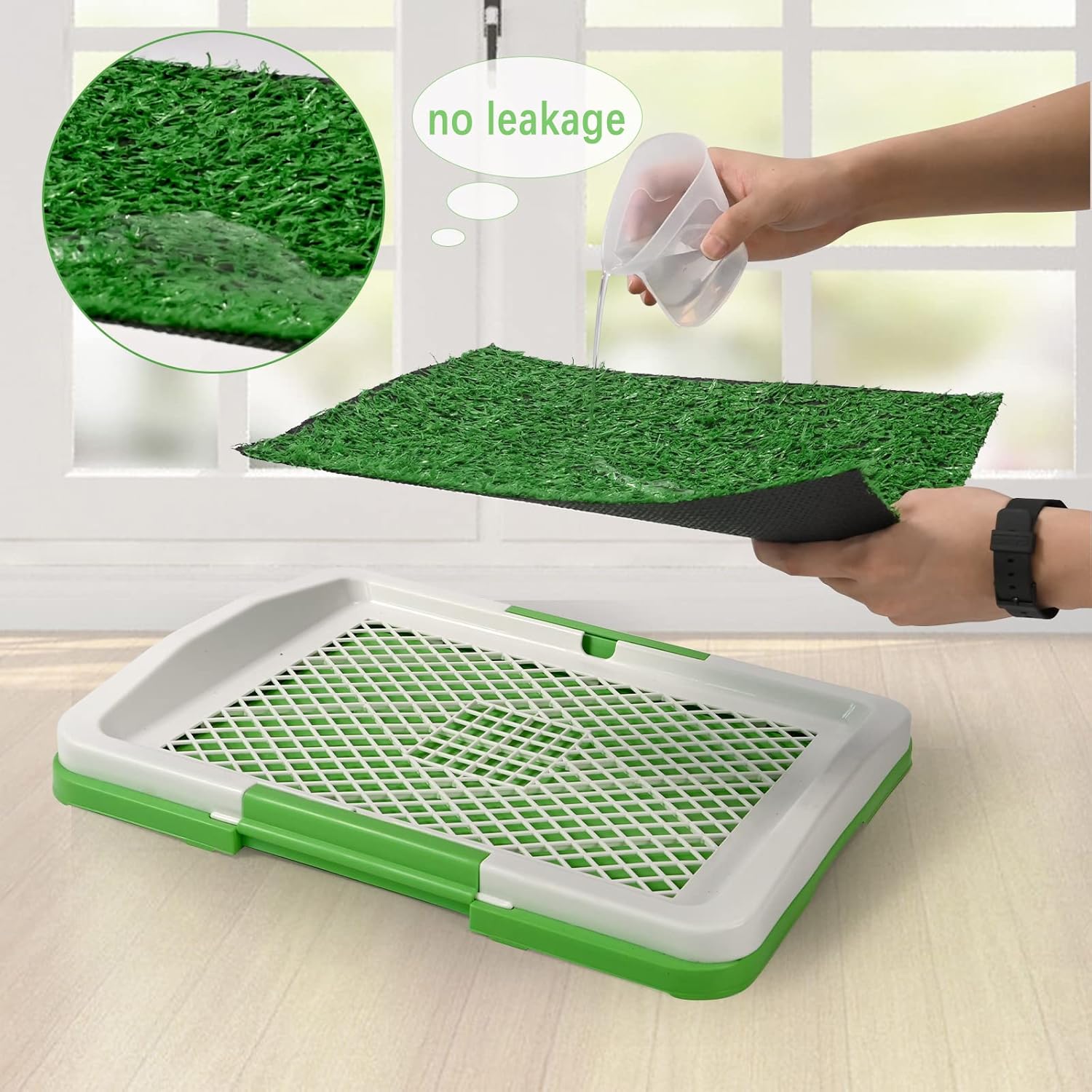 dofopo Grass Puppy Pad, Portable Potty Training Tray with Artifical Turf, 3 Layer Dog Pee Patch Small Pet Toilet for Apartment, Patio, Indoor(18”x12”) : Pet Supplies