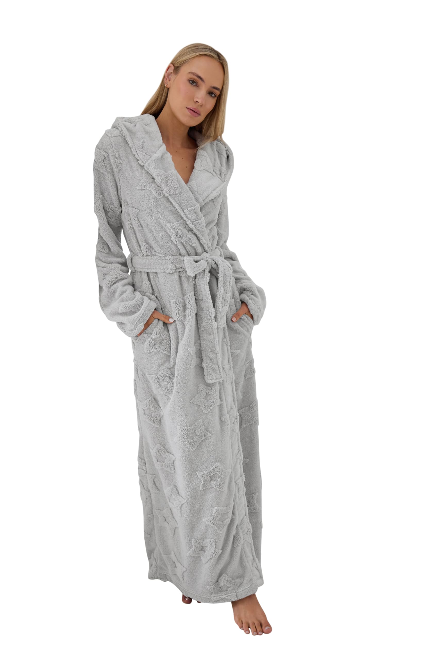 Long Tall Sally Women's Light Grey - Lts Tall Star Embossed Dressing Gown
