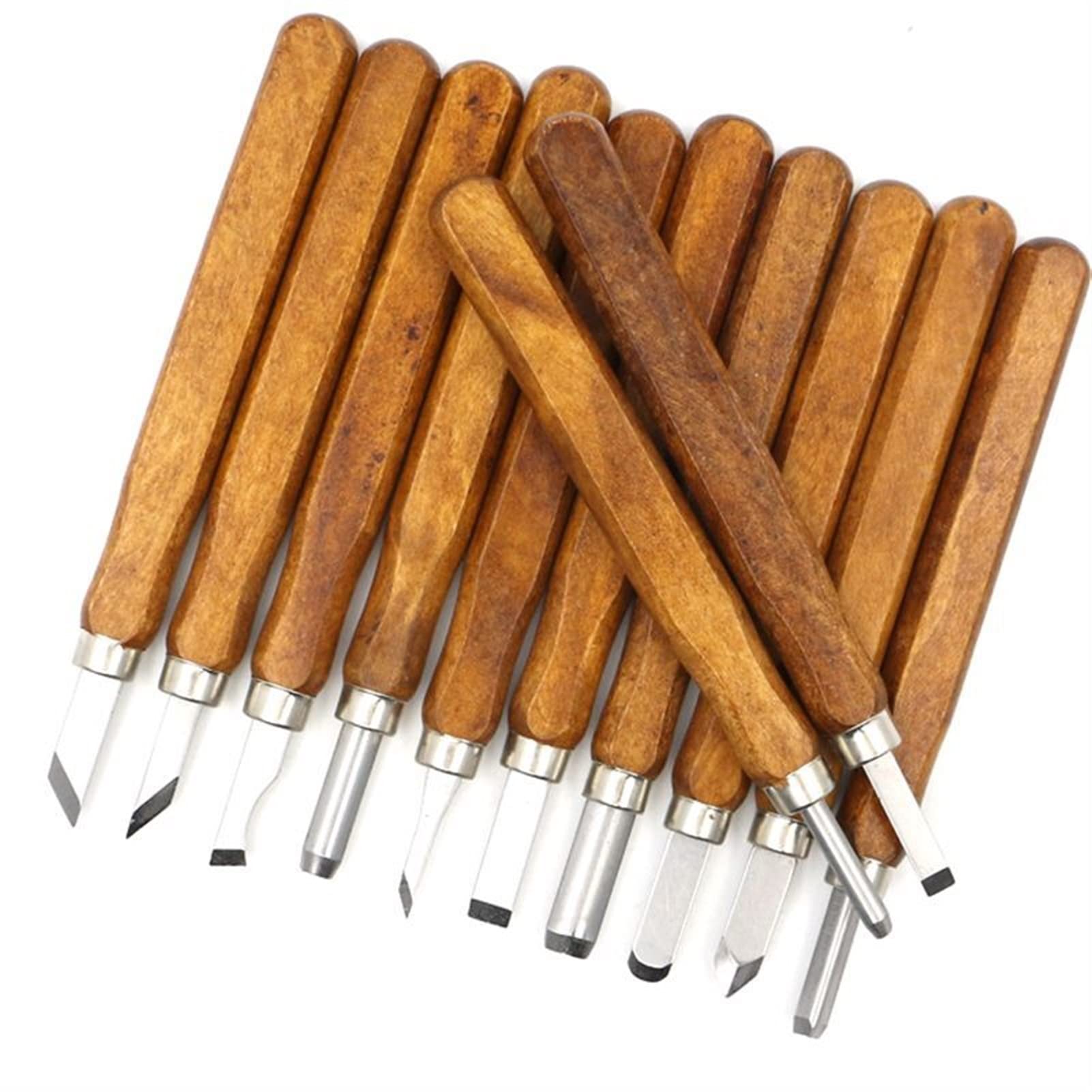 Cinceles para tallar Madera de 12 Piezas para Trabajos Sencillos de Corte de Madera, Herramientas de Bricolaje y Herramientas manuales detalladas/Sin Caja