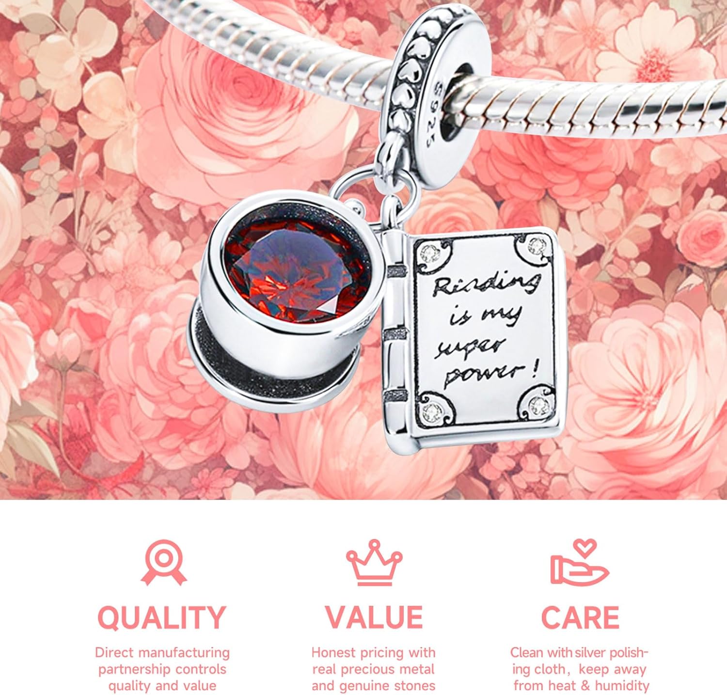 925 Sterling Silver Charms Beads for Bracelets Necklaces, Airplane Passport Sister Heart Coffee Music Book Travel Pendant, Pink Color Cute Animal Jewelry Graduation Birth Gifts for Women Men - Image 3