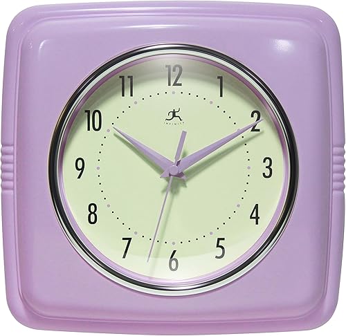 Miniatura 11 de Infinity Instruments Reloj de pared retro, cuadrado de 9 pulgadas, silencioso y sin tictac, diseño vintage moderno de mediados de siglo, reloj de