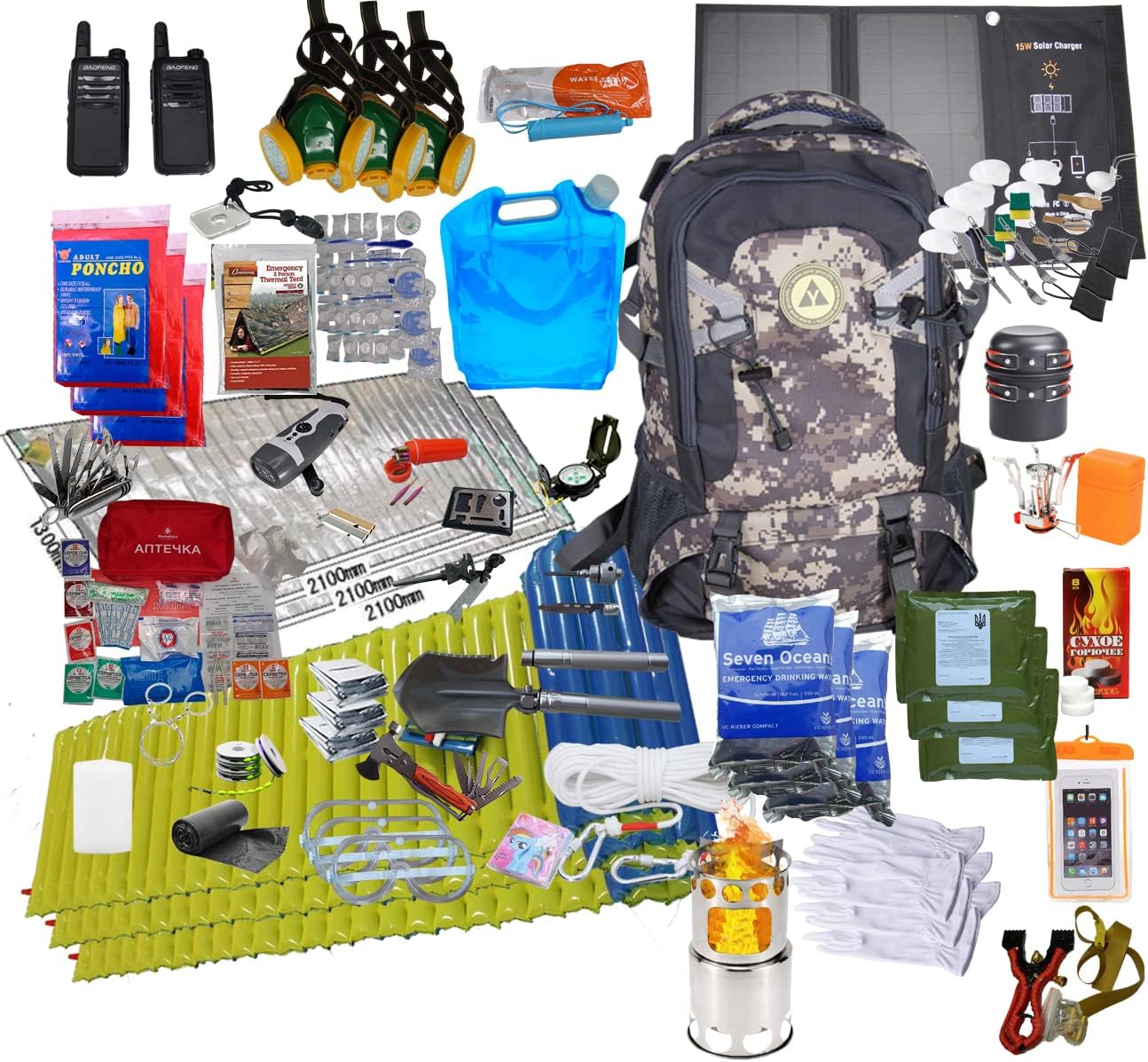 PrePacked Emergency Survival Backpack/Kit (Maxi) for 3