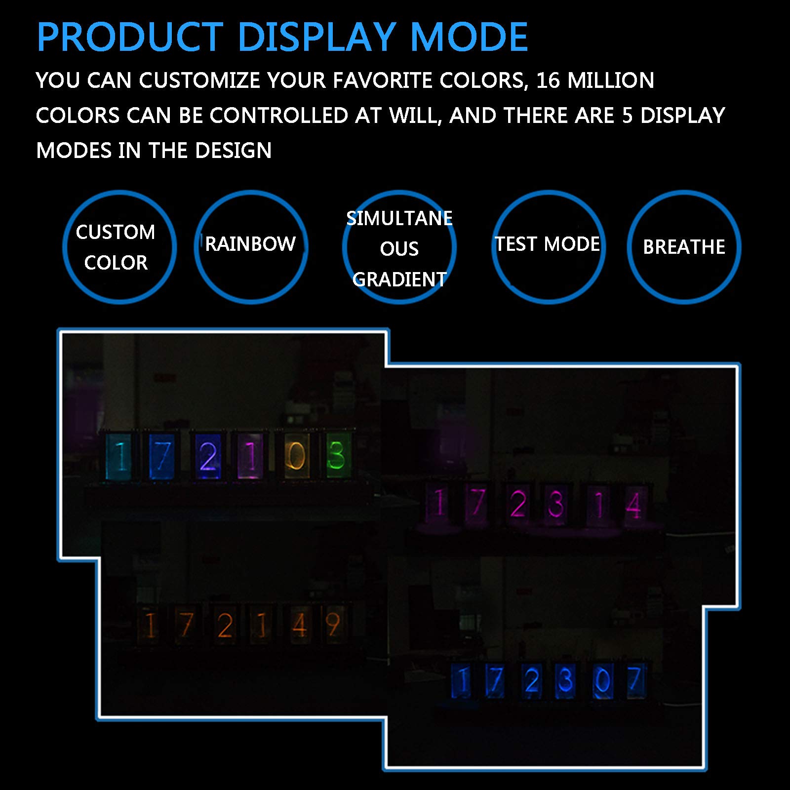 Cadeaux personnalisés, contrôle de l'horloge LED, personnalité de l'horloge du Tube Nixie, synchronisation précise du Tube à Vide 5 Modes d'affichage, Cadeau d'anniversai