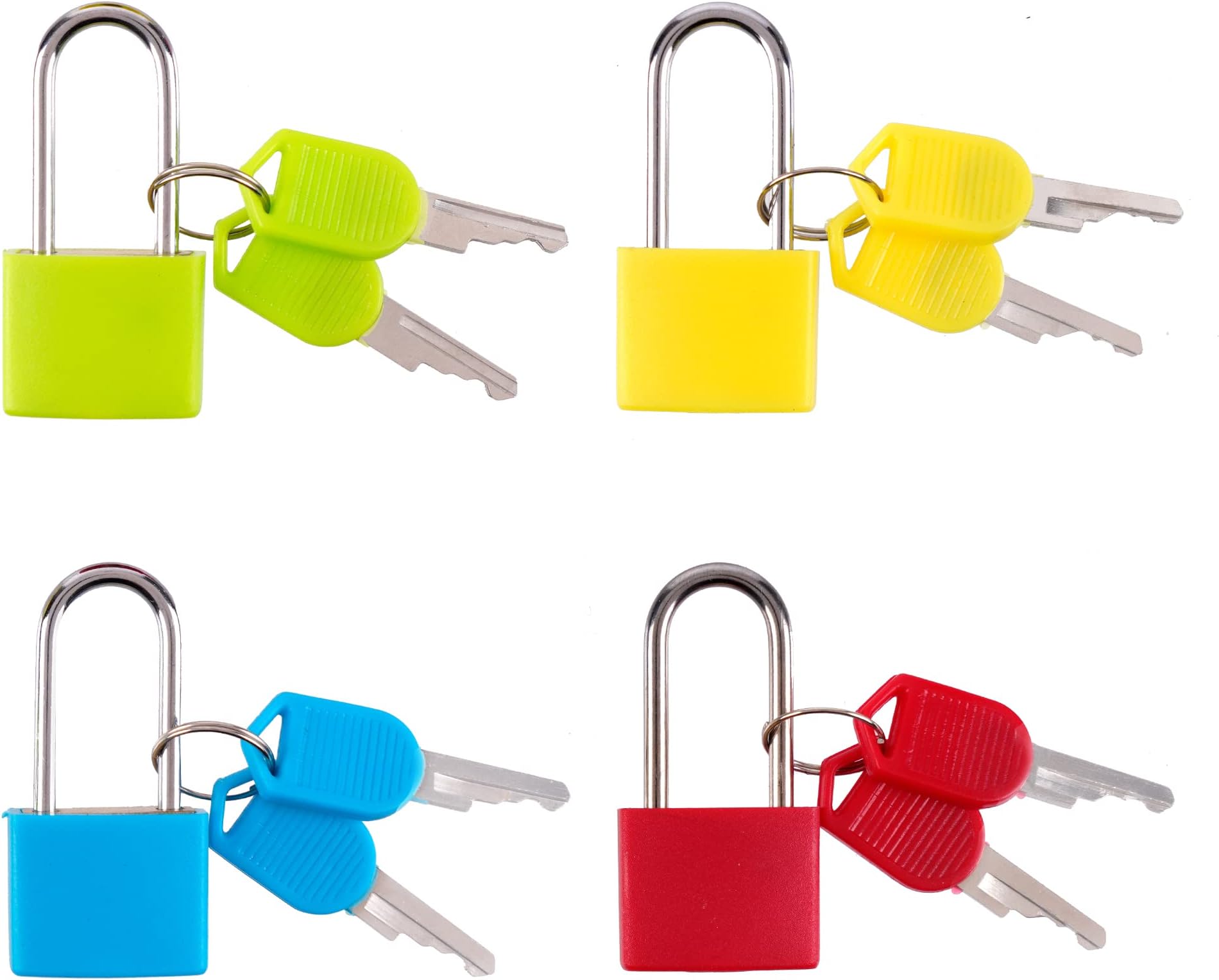 4 Pcs Suitcase Lock with Keys, Small Luggage Locks Metal Padlocks Luggage Padlocks Multicolor Mini Padlock Keyed Padlock for Backpack Locker Lock School Gym, 4 Colors (4, Green, Yellow, Blue, Red)