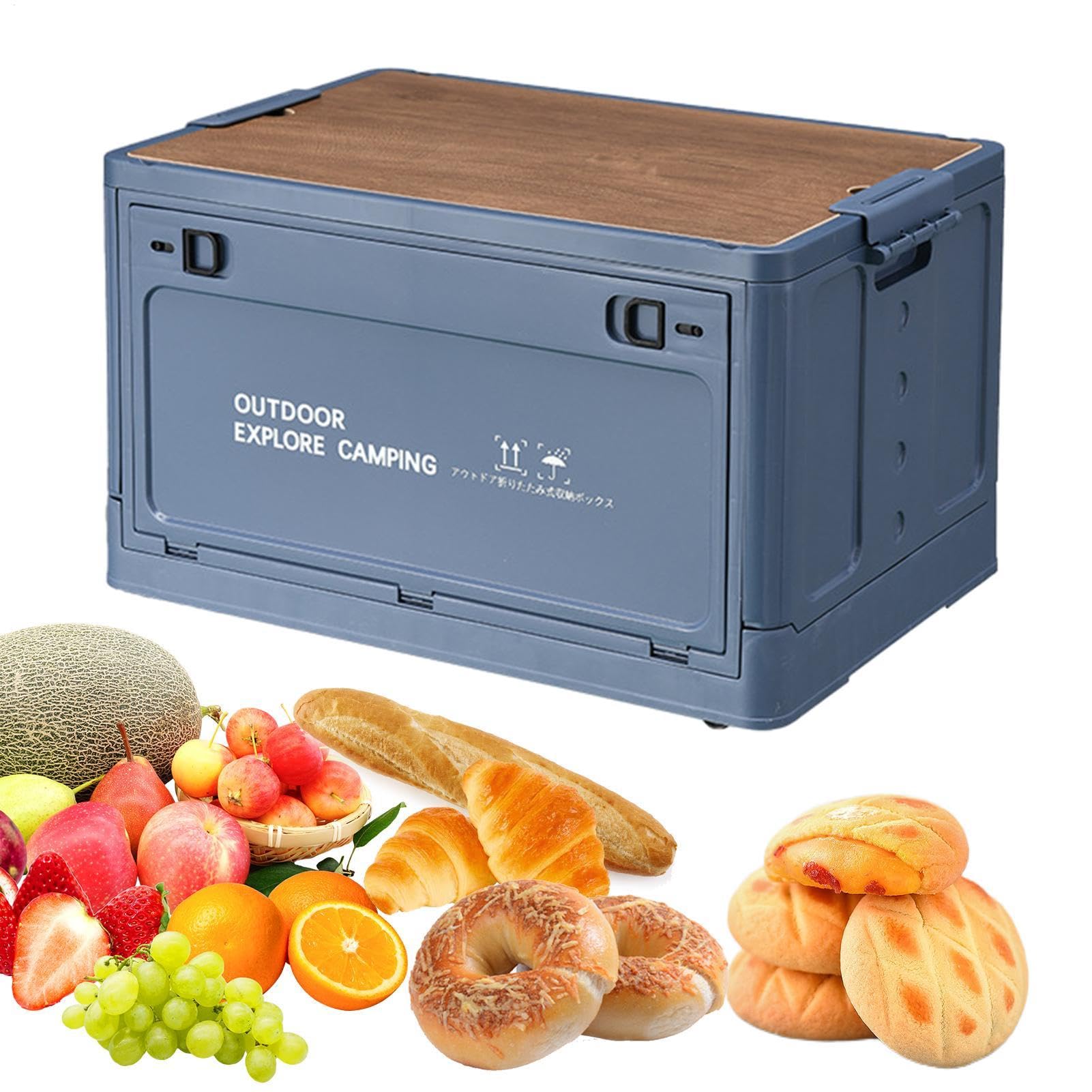 Faltbare Camping -Aufbewahrungsbox Mit Deckel - Haushalt Verdickte | Kleiderschrankorganisatoren Und Lagerbehälter, Kofferraumorganisator Für Outdoor, Camping - Haze Blue -60L