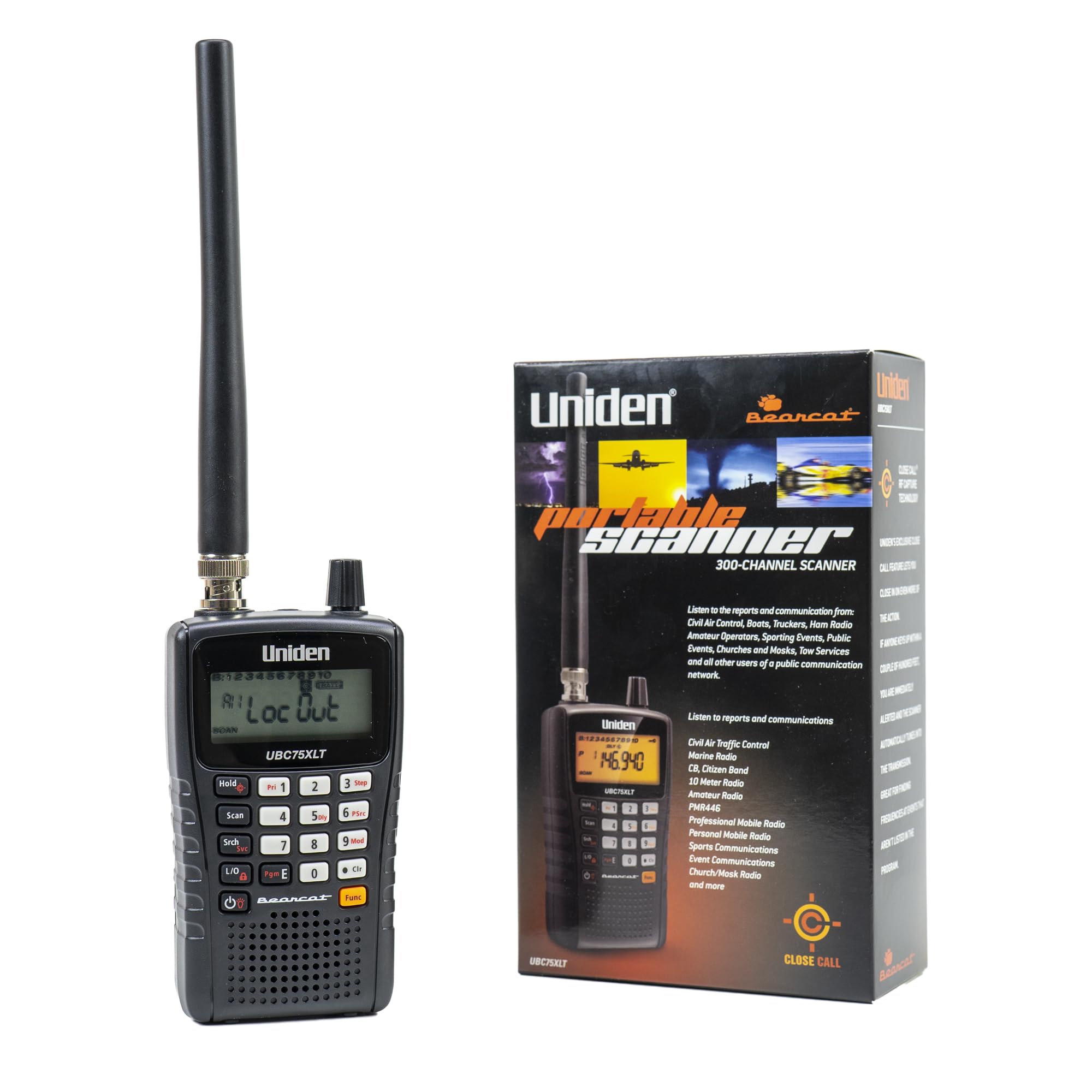 Kit de escáner de Mano Uniden UBC75XLT + Almohadilla Adhesiva de Regalo Azul