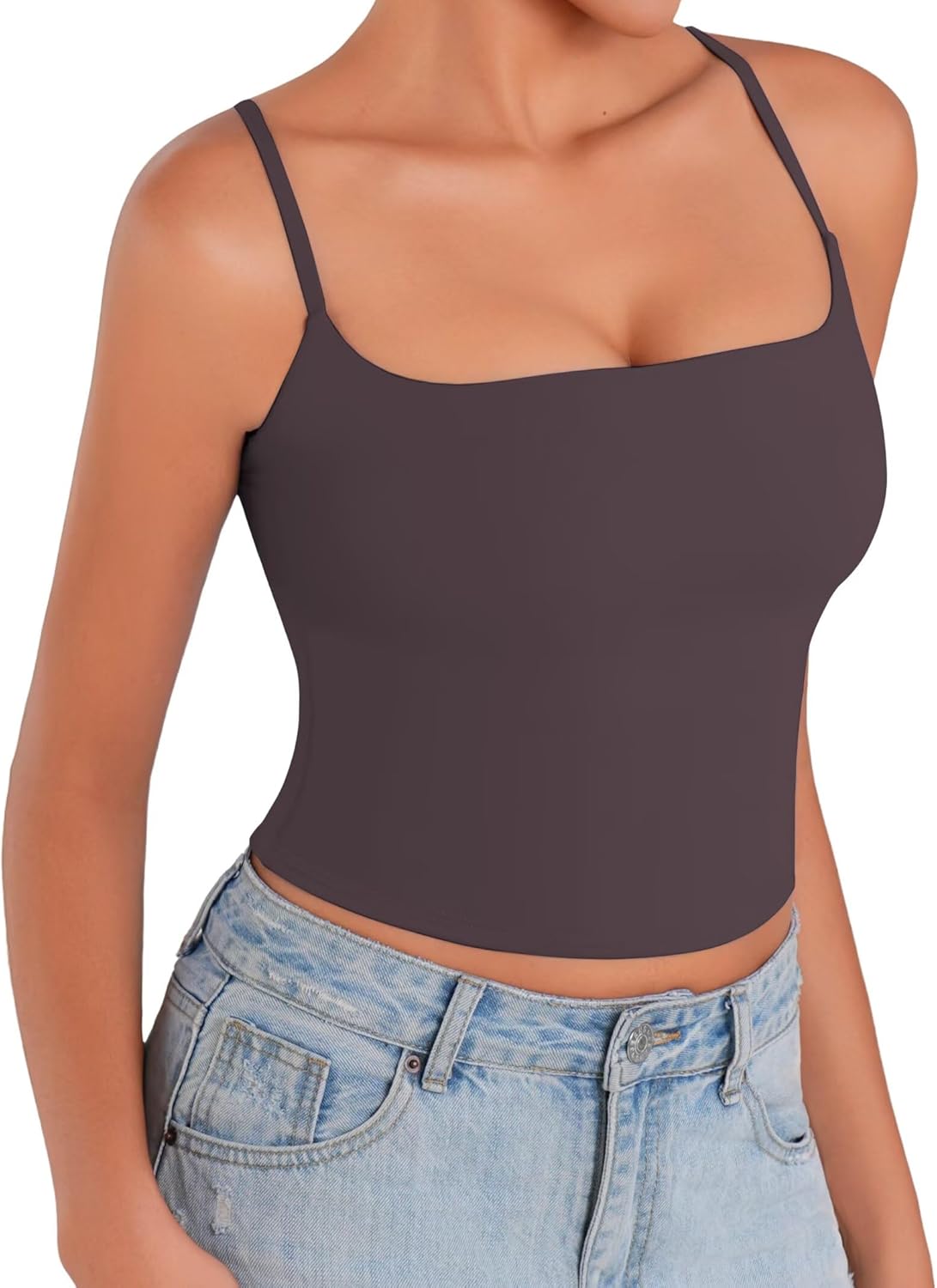 Sunzel Spaghetti Strap Tank Top for Women Double Lined Camisole Square Neck Cami Top Summer Undershirts Going Out Basics - Image 3