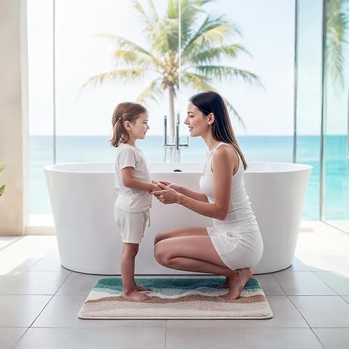 Miniatura 5 de Alfombras de baño de microfibra, alfombras de piso suaves y peludas absorbentes para ducha, bañera, fregadero, inodoro, alfombras de piso de felpa