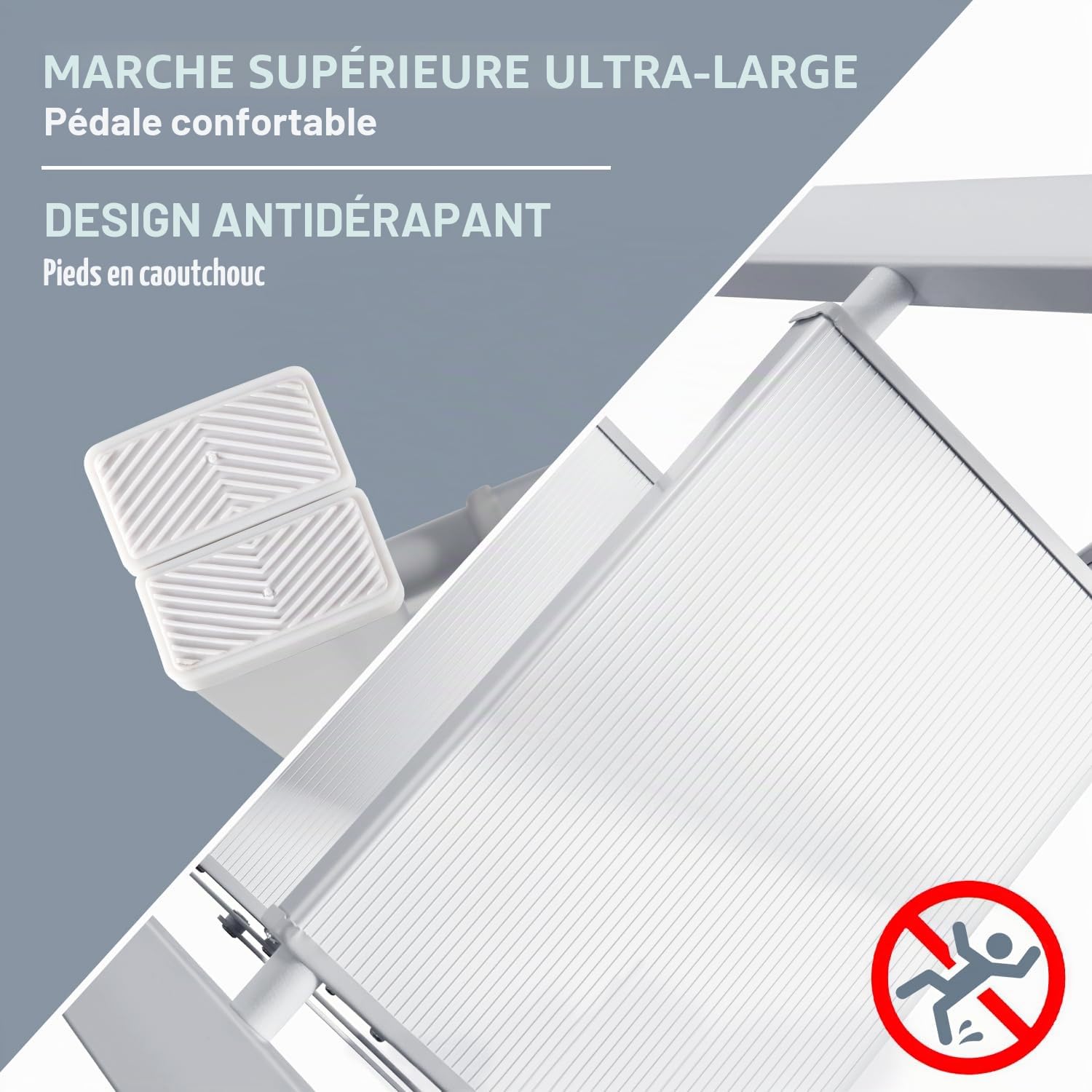 Eulenke Escabeau 2 marches Pliable Léger, Escabeau pliant en aluminium, Marche d’escalier antidérapant avec verrouillage pliable, Échelle pliante pour la maison, la cuisine, Charge maximale : 150 kg
