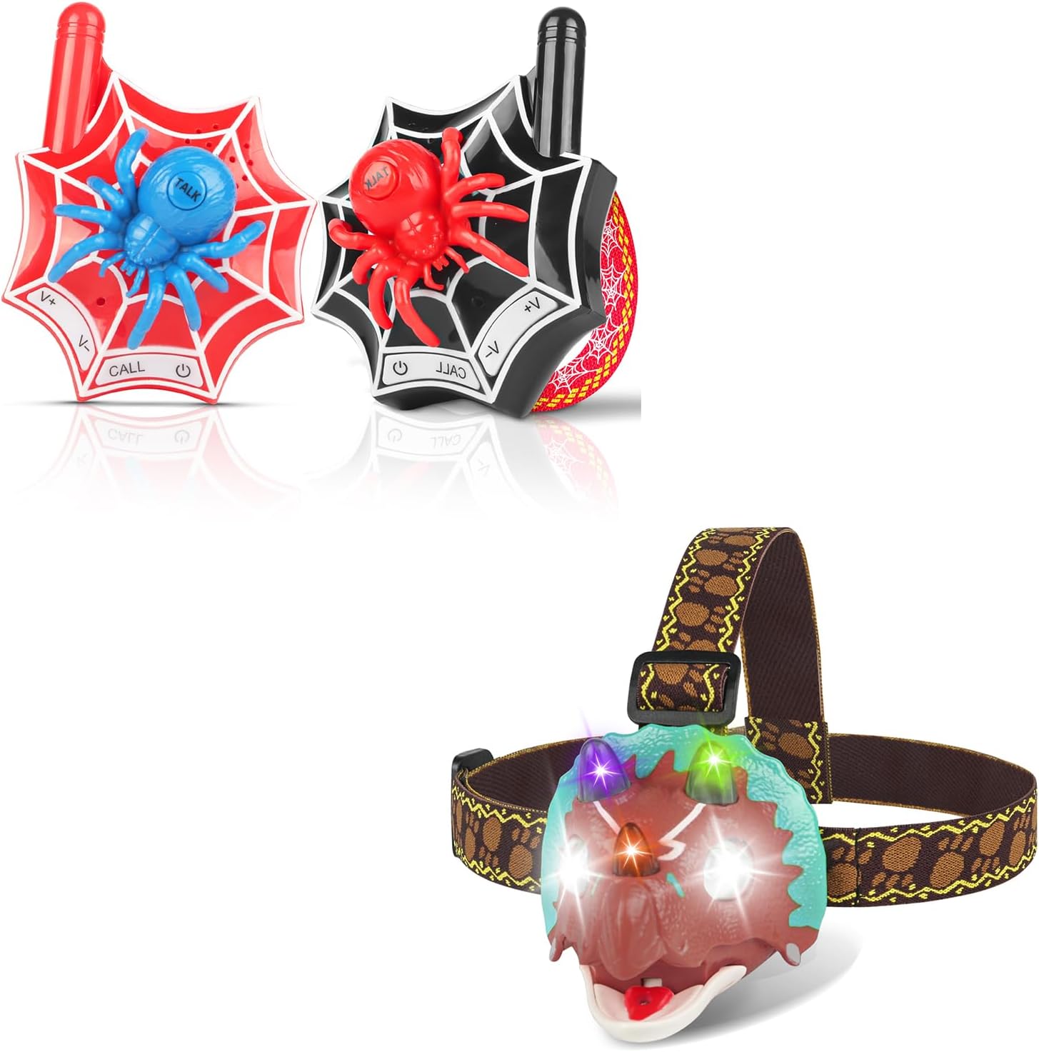 TIGTECGAME Bundle: Kids Headlamp & Kids Walkies Talkies Toy Ideal Gift for Birthday, Halloween, Christmas, New Year