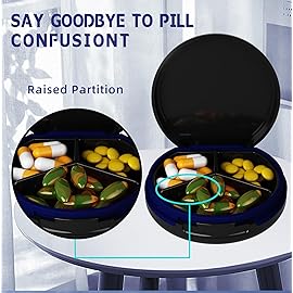 Serfeymi Small Pill Box - 3 Compartments Portable Pill Box for Purse Pocket, Compact Mini Travel Pill Case - Suitable for Medicine, Vitamin, Fish Oil, Supplements - White(Mountain Sunrise)