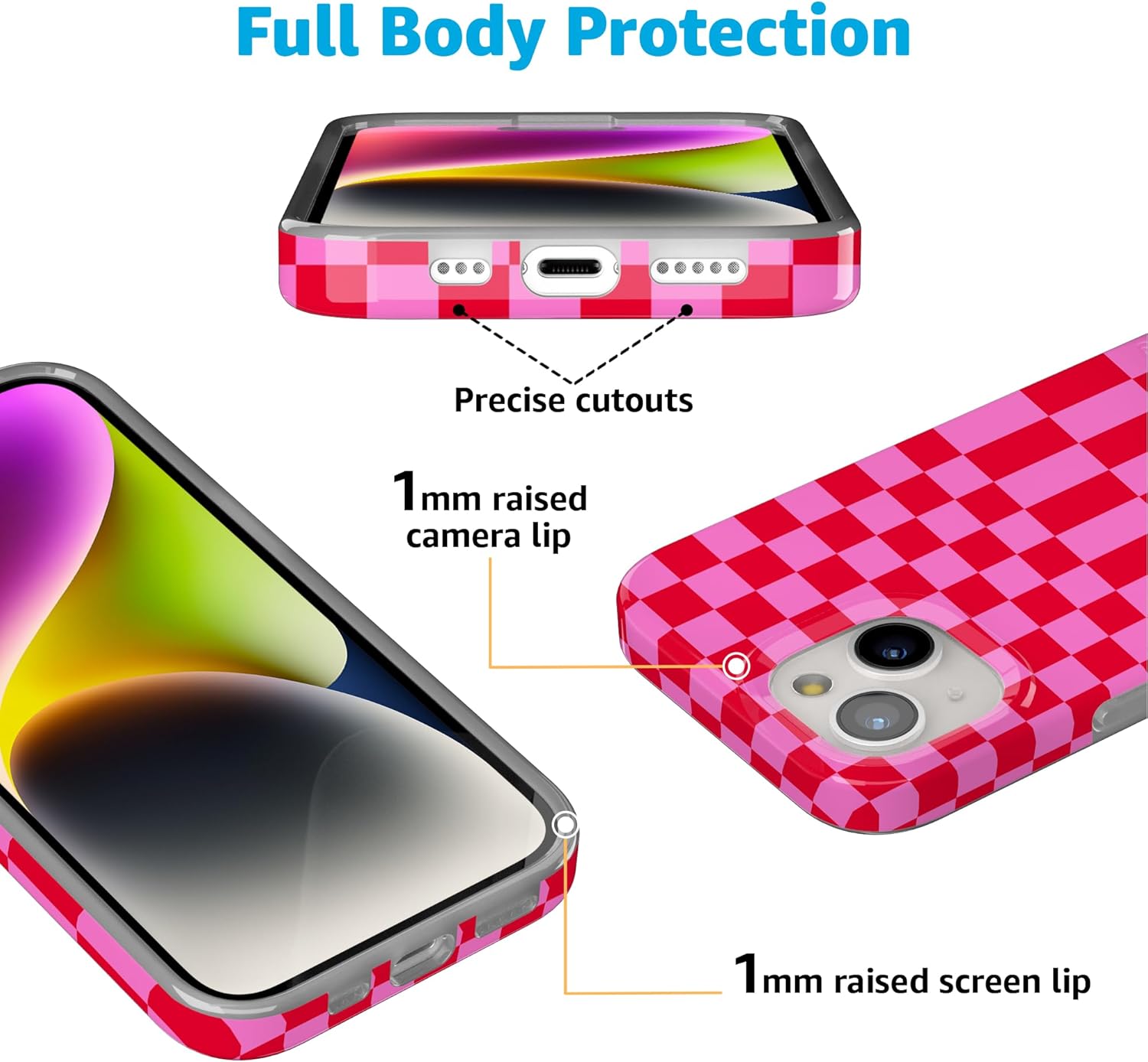 Casely iPhone 15 Case | Vibe Check | Pink Checkerboard | Compatible with MagSafe | Classic Ultra Slim Design