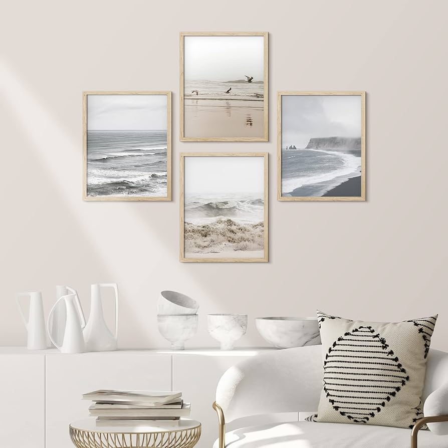Amazon.com: SIGNWIN Framed White Minimal Ocean Beach