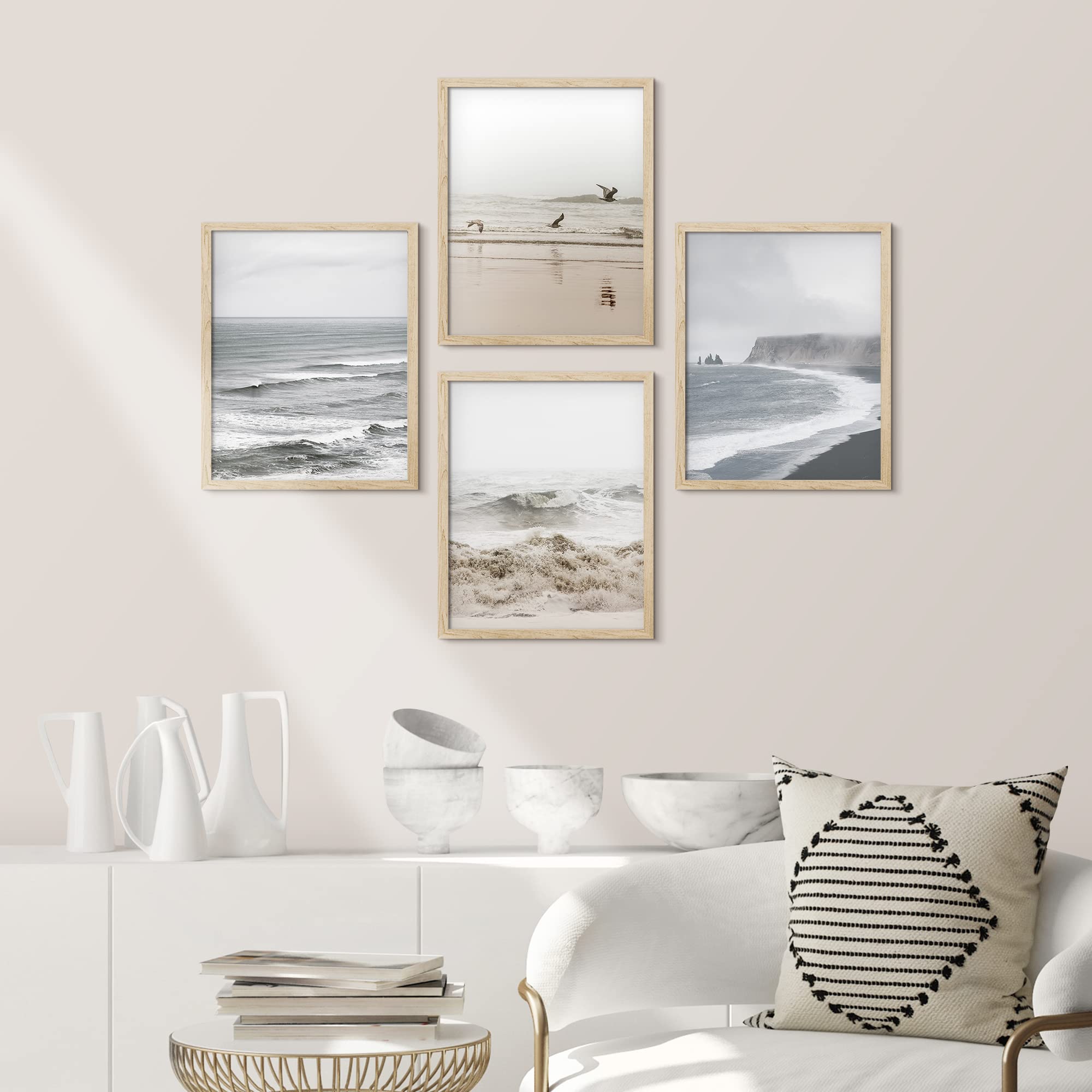 プリントw/フレーム【Colorfornia beautiful ocean】 Amazon.com: SIGNWIN Framed Canvas Print Wall Art Set Teal