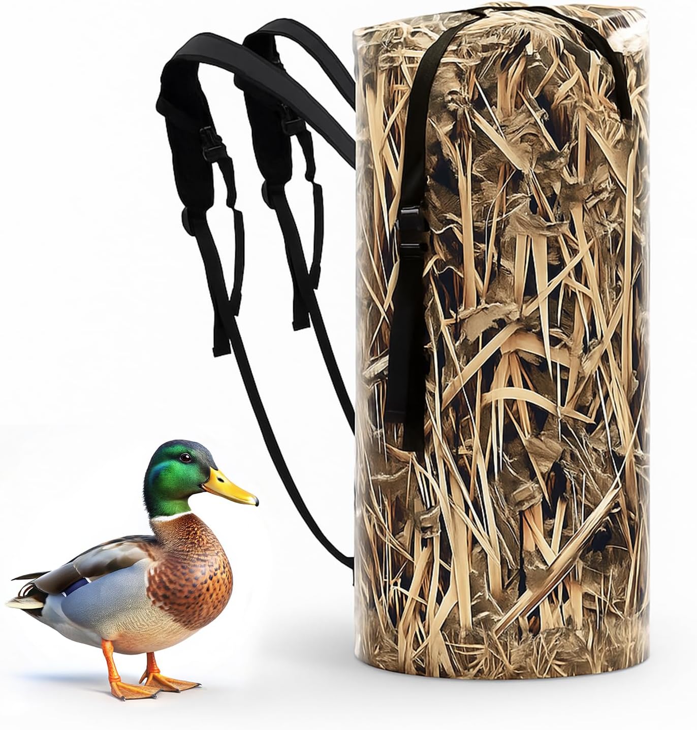 50L Duck Hunting Bag Outdoor Duck Decoys Bag Floating Dry Backpack with Waterfowl Hunting Blind Reed Camouflage Printing Waterproof Blind Bags for Waterfowl Hiking Camping Survival