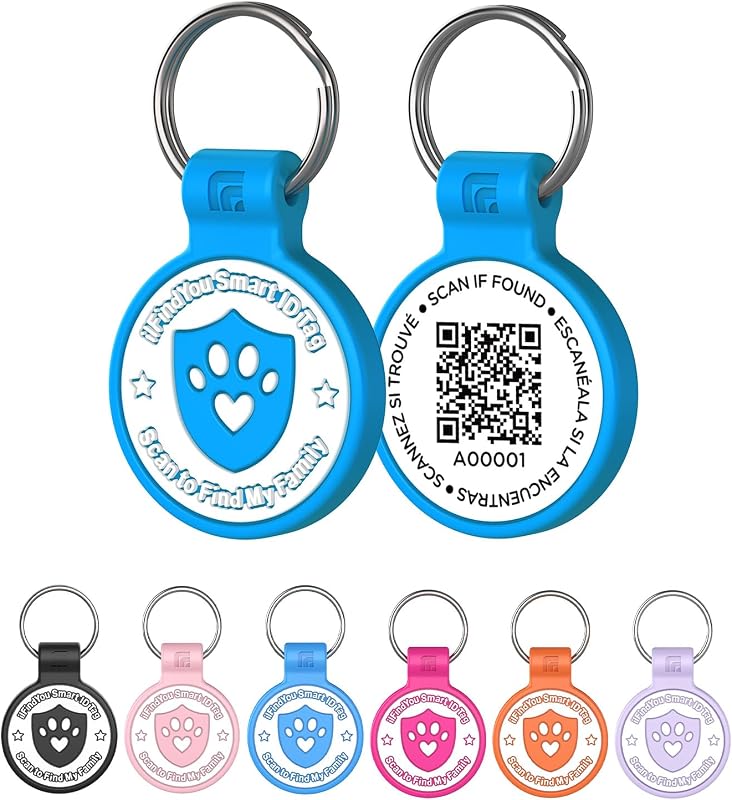 Plaquinha de Identificação para Gatos com QR Code em Silicone ILFINDYOU Azul, Tamanho Pequeno
