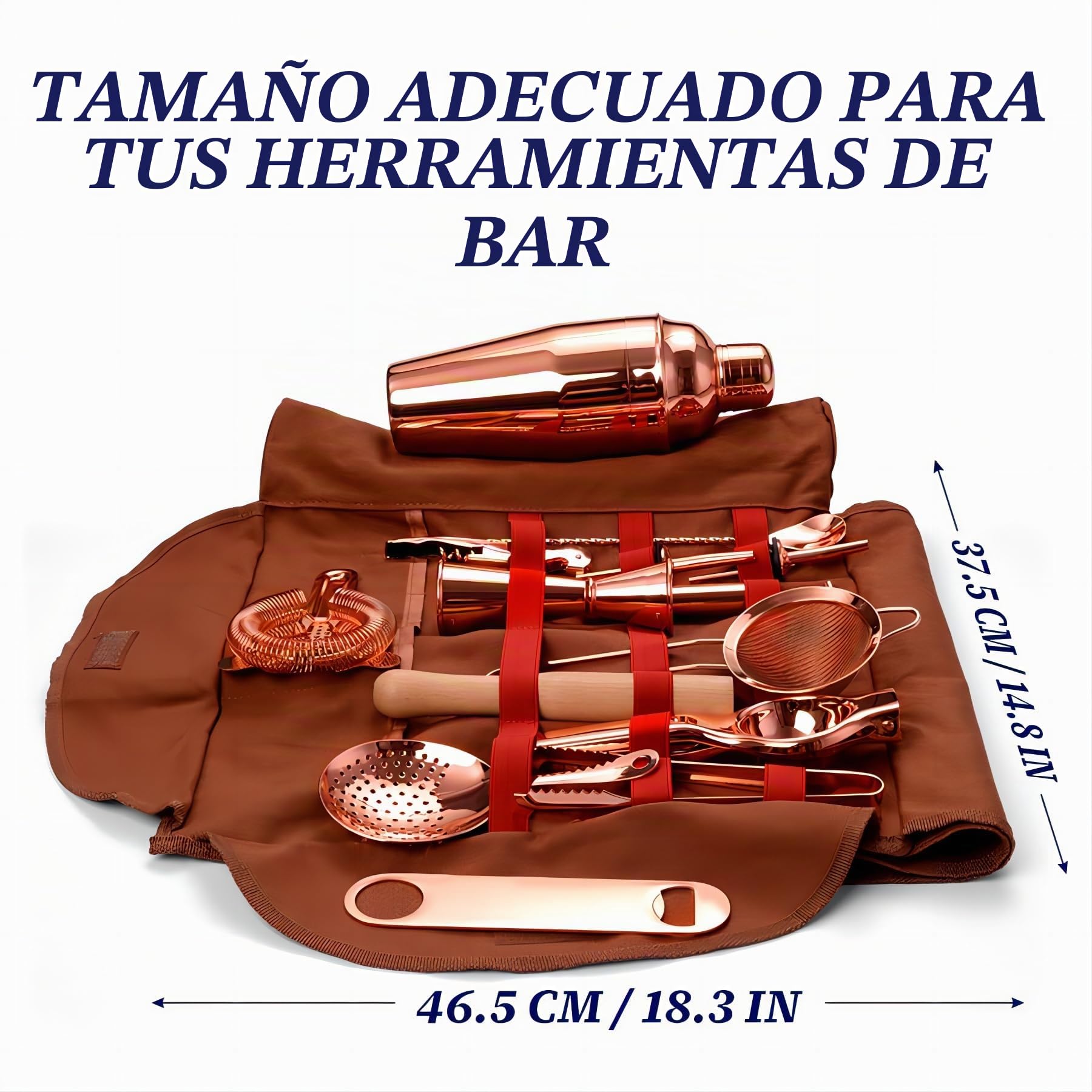 Kit Barman Profesional, Cocktail Making Kit de 17 Piezas para Regalo, Conjunto de Bar Portátil, Bolsa de Cocktail Shaker Kit con Correa para Bar en Casa, Fiestas, Viajes de Campamento