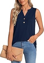 CATHY Womens Summer Tank Tops Sleeveless V-Neck Henley Shirts Trendy Button Blouses