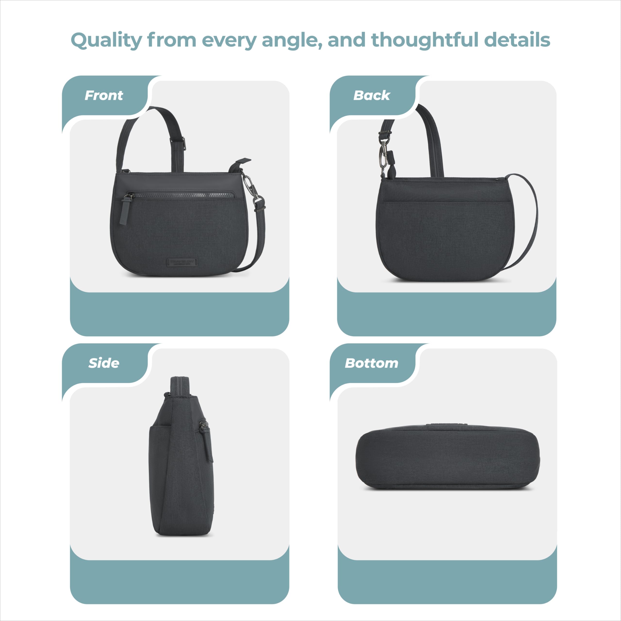 Travelon Unisex's Metro antykradzieżowe siodełko crossbody, szary wrzos, Szary wrzos