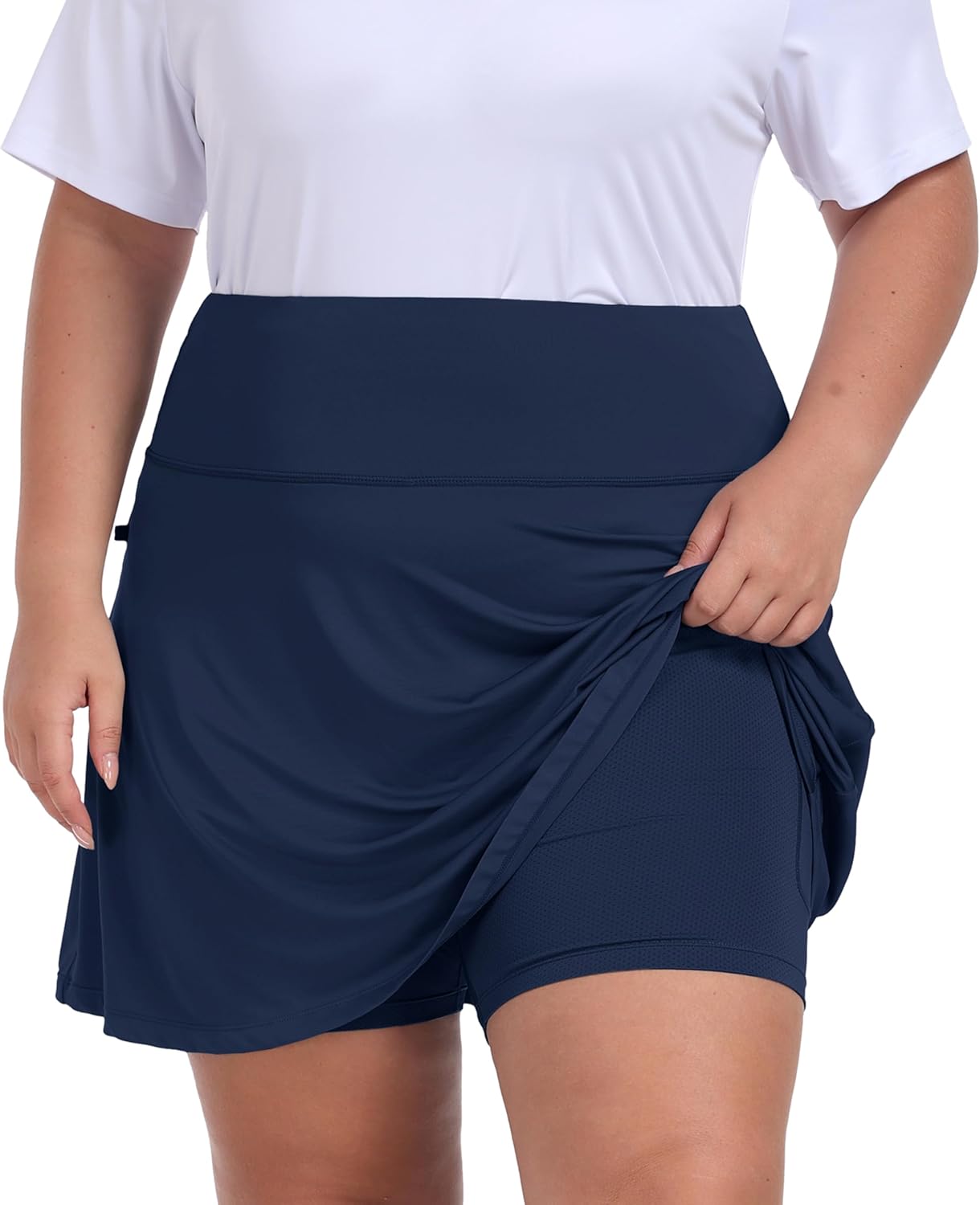 MoFiz Women's Plus Size Skorts with Pockets Tennis Golf Skirt with Shorts Knee Length High Waisted Athletic Workout Skort