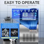 Stainless Steel Ice Maker Machine, 36 kg/Day, 5 kg Bin, Home & Commercial | 120V/60Hz, Dual Water Supply, Timer, One-Touch Cleaning, Freestanding Design