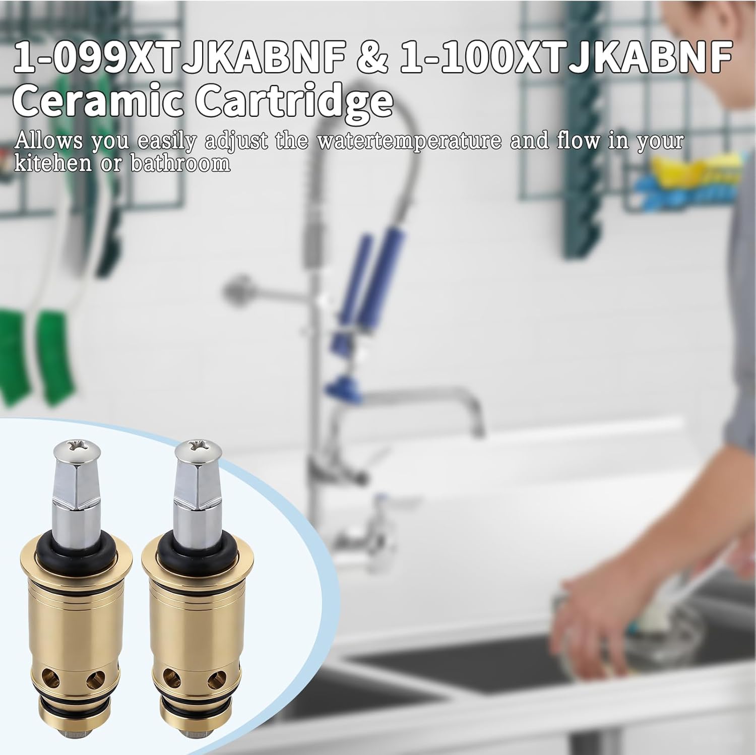 Shower Faucet Cartridge Compatible with Chicago 1-099XTJKABNF & 1-100XTJKABNF Quaturn Compression Cold & Hot Cartridge Kit