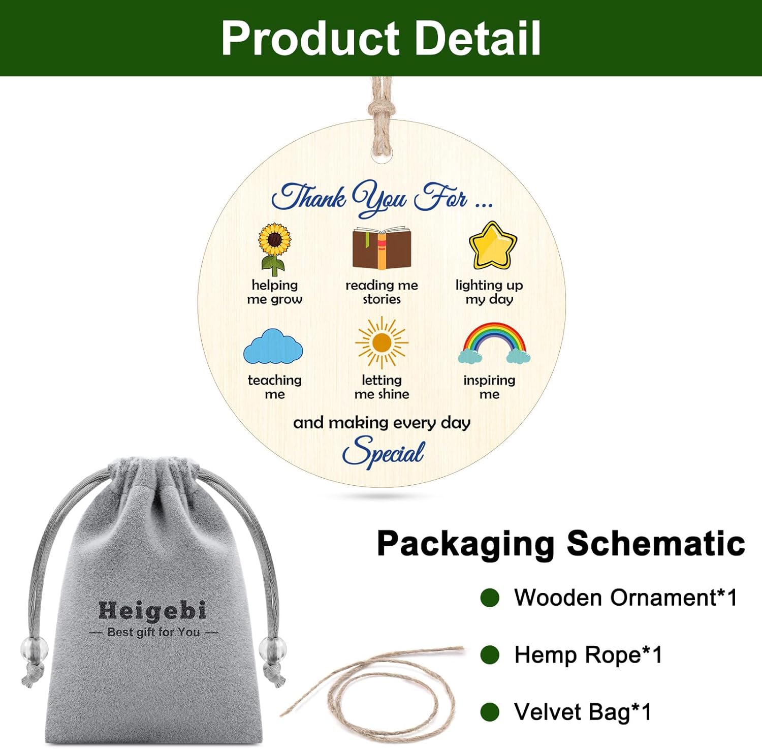 Teacher Christmas Ornament 2025 Christmas Teacher Gifts for Women Men Thank You Gifts for Daycare Preschool Teachers Mentor Wooden Hanging Ornament Christmas Tree Decoration - Image 3