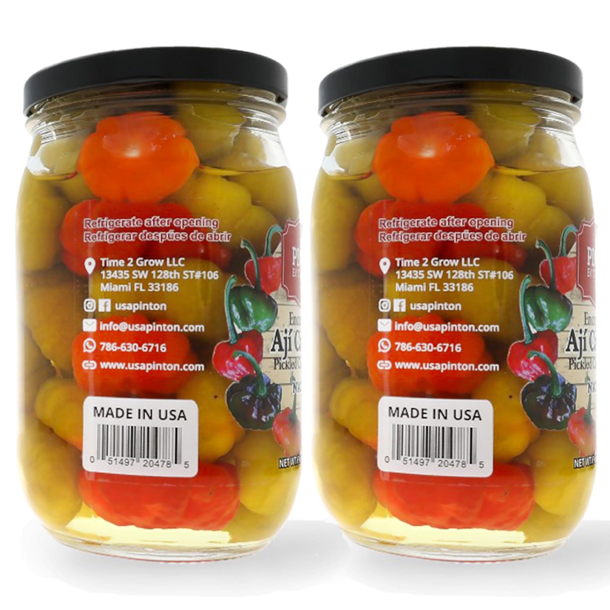 Sweet Pickled Peppers | Aji Cachucha Variety | Non-Spicy & Aromatic | Mild Peppers for Latin Cooking | Essential for Sofrito, Rice, and Stews | PINTON | 12 Oz Jars - Pack of 2