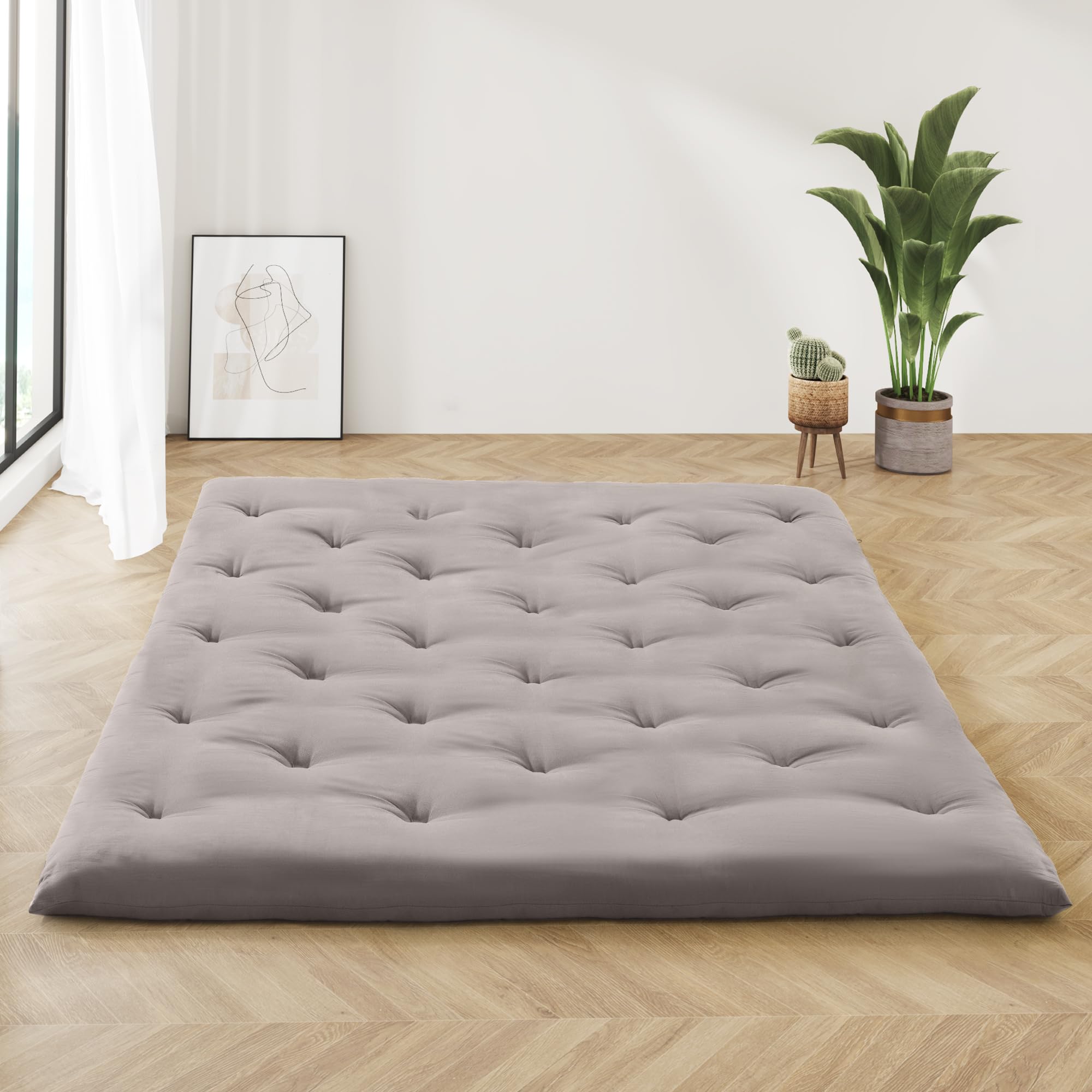 Futon Mattress Queen Futon Mattress 30"x 72" Foldable Roll Up 2.5" Tatami Futon Mattress Multi Scene Floor Mattresses Yoga Living Room, Light Grey-image-14