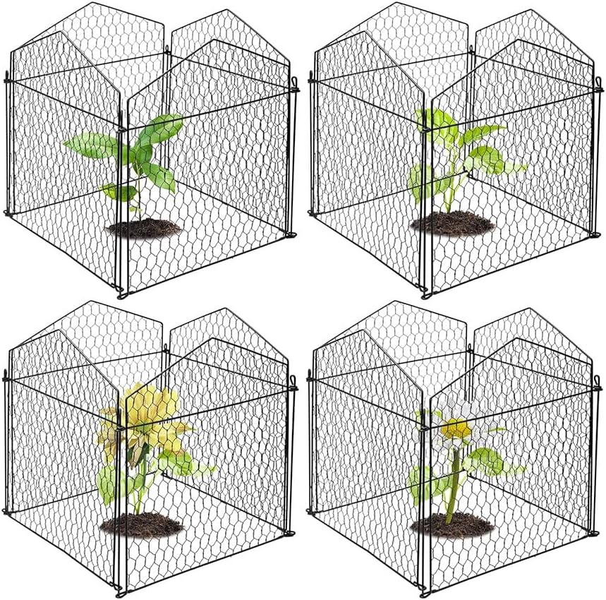 4 Packs Chicken Wire Cloche,Plant Cage Protectors from Small Animals,Easy to use for Garden Vegetables(11.8" L x 1.8" WX13.8 H)