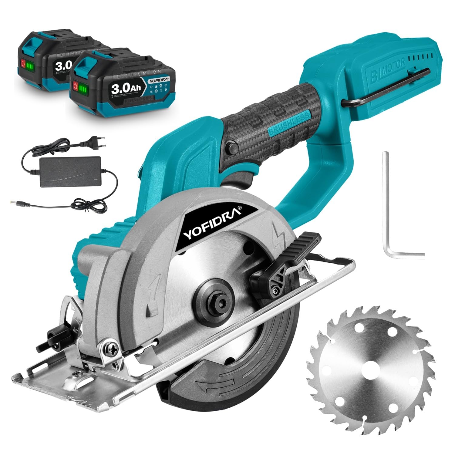 Elektrische Handsäge Yofidra Säbelsäge Akku, 3000SPM Bürstenlose Akku Säbelsäge Mit 2 Makita Säbelsäge Akku 18v