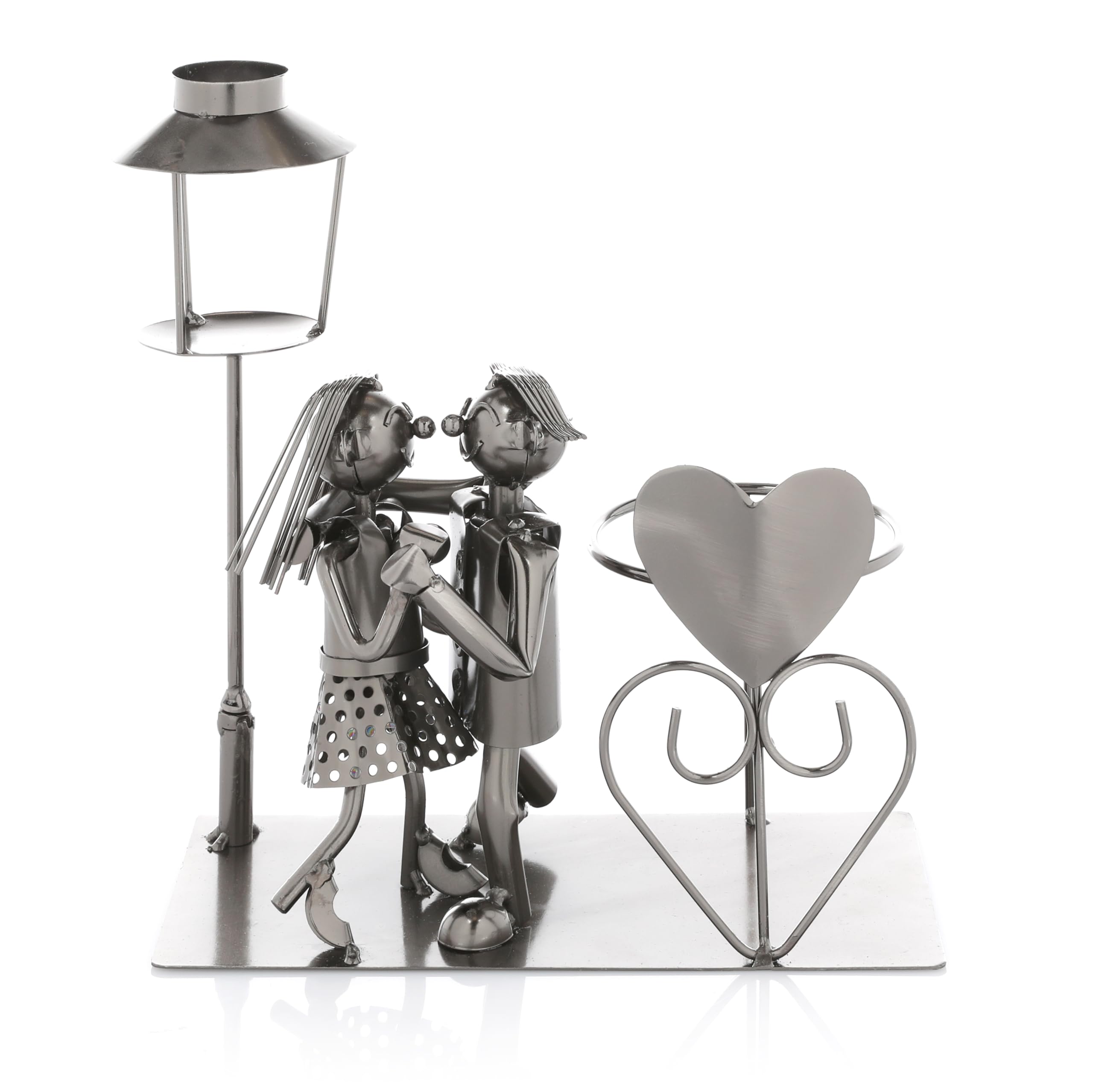 Nordstern Portabottiglie coppia danzante con lanterna per candela - Portabottiglie con biglietto di auguri come regalo di coppia per matrimonio o fidanzamento - 3