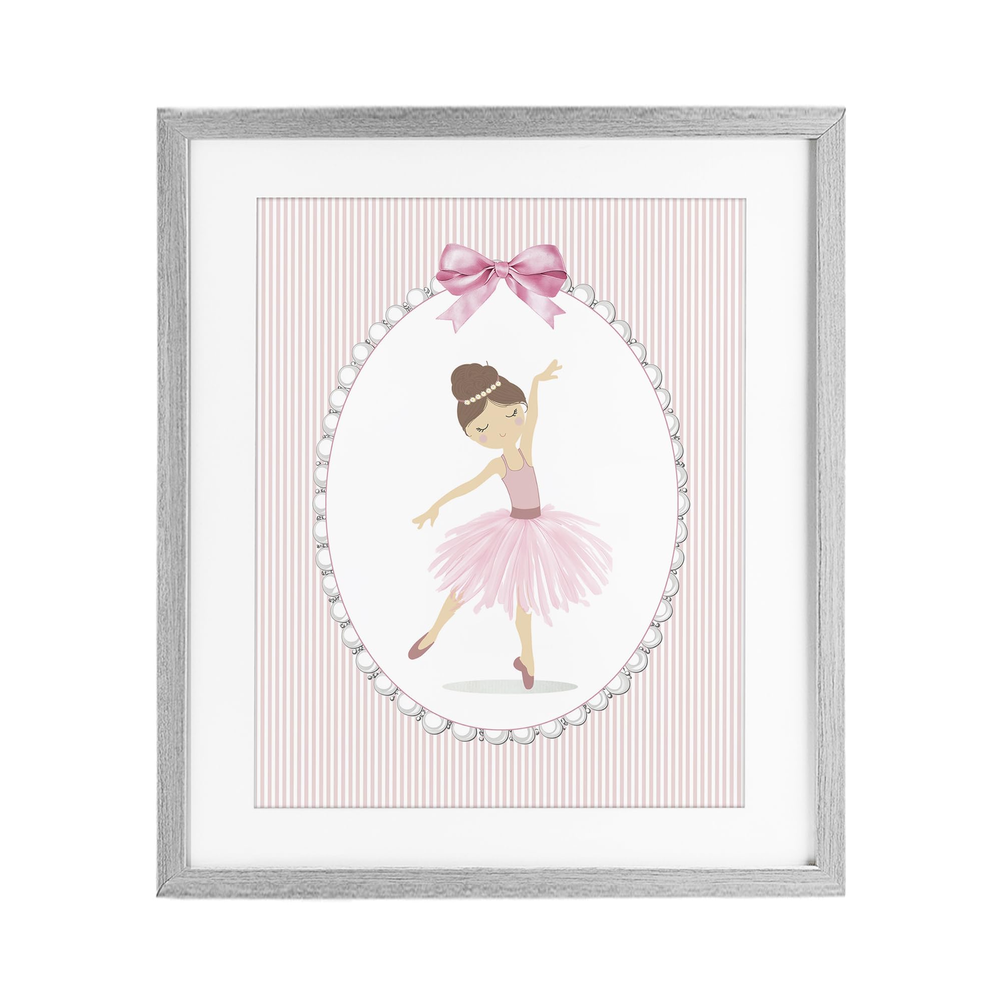 Stupell Industries Farmhouse Gray (Textured) 'Delicate Dance On Stripes'| Framed Print Under Glass