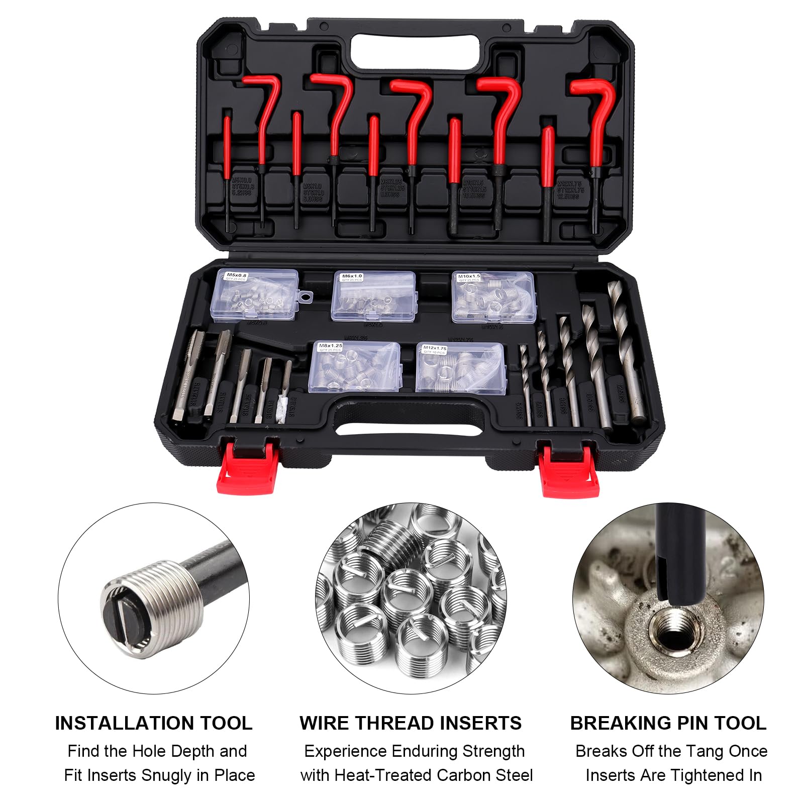 Kit Riparazione Filettatura Elicoidale 338 Pezzi - Con Punte Trapano, Inserti E Rubinetti
