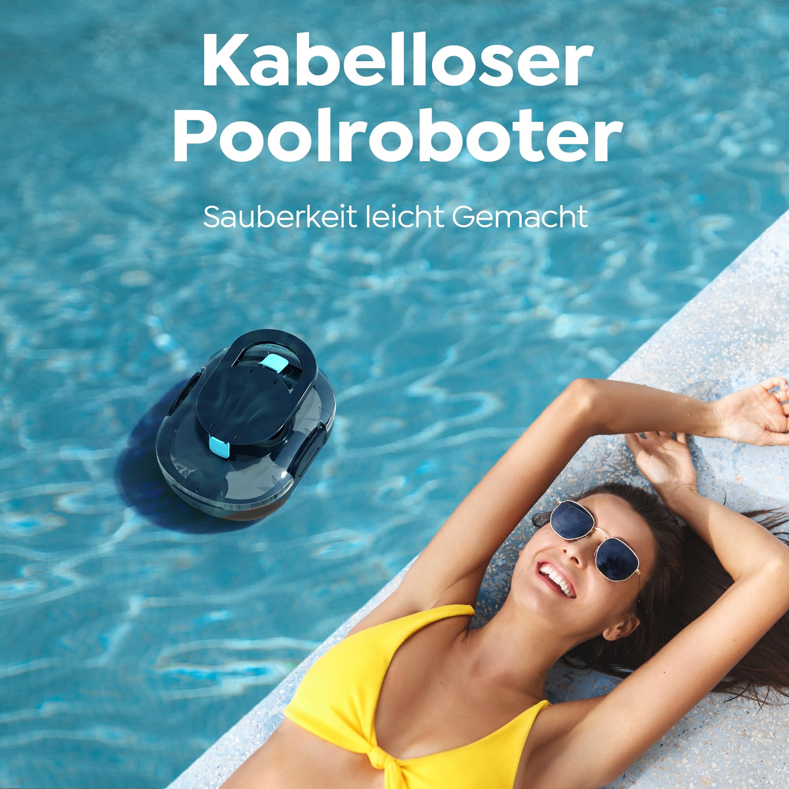 S1PRO 2026 Upgrade Poolroboter Akku, 120 Min Reinigungszeit, Leichter Poolsauger mit Dual-Antriebsmotoren, 2,5 Stunden Ladezeit, Auto Parken Poolreiniger für Flache Böden Pools bis 95 m², Tiefschwarz