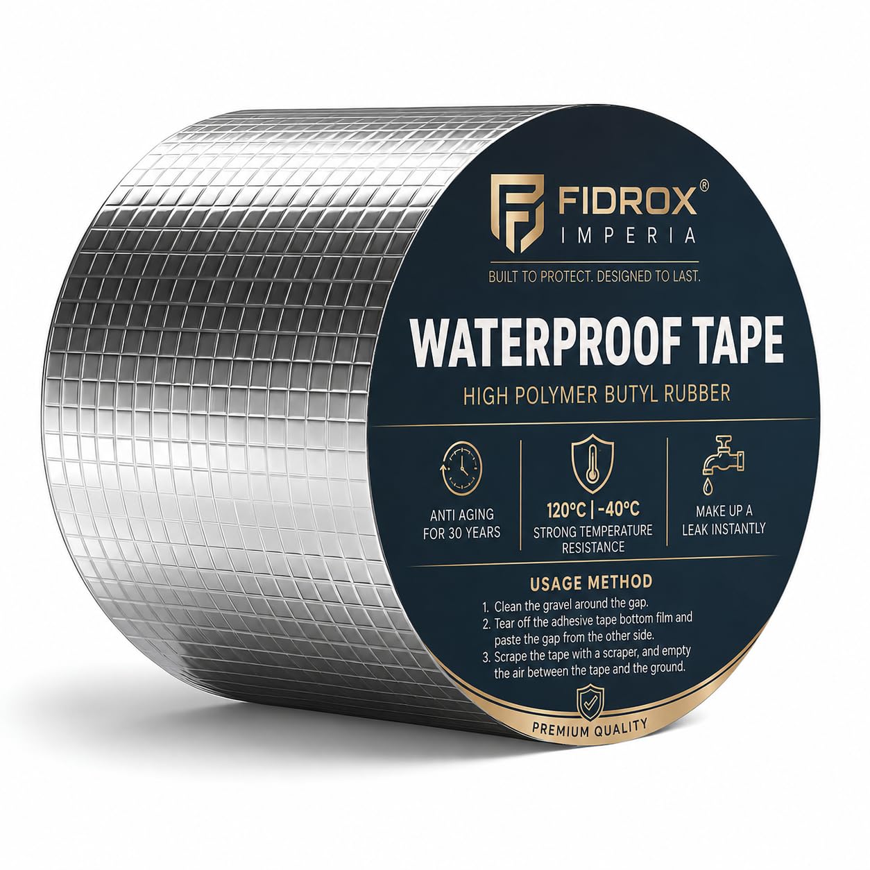 Fidrox Super Strong Adhesive Waterproof tape Permanent Repair Roof Water Leakage Solution Rubber Foil Suitable for Roof Leak,surface Crack,Window Sill Gap,Boat Sealing (4 Inch (10CM*5M))-image-46
