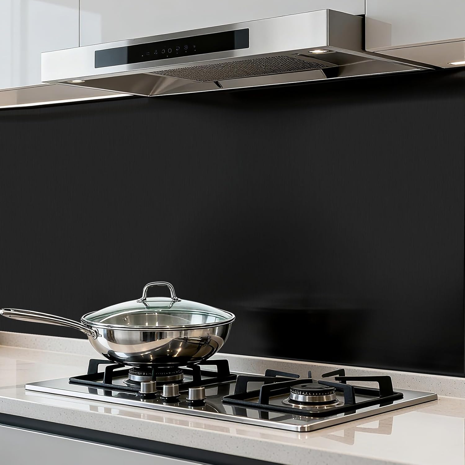 Stainless Steel Peel and Stick Wallpaper 15.7"x 472" Black Stainless Steel Contact Paper Countertop Removable Self Adhesive Thick Vinyl Waterproof for Wall Paper Fridge Kitchen Cabinets