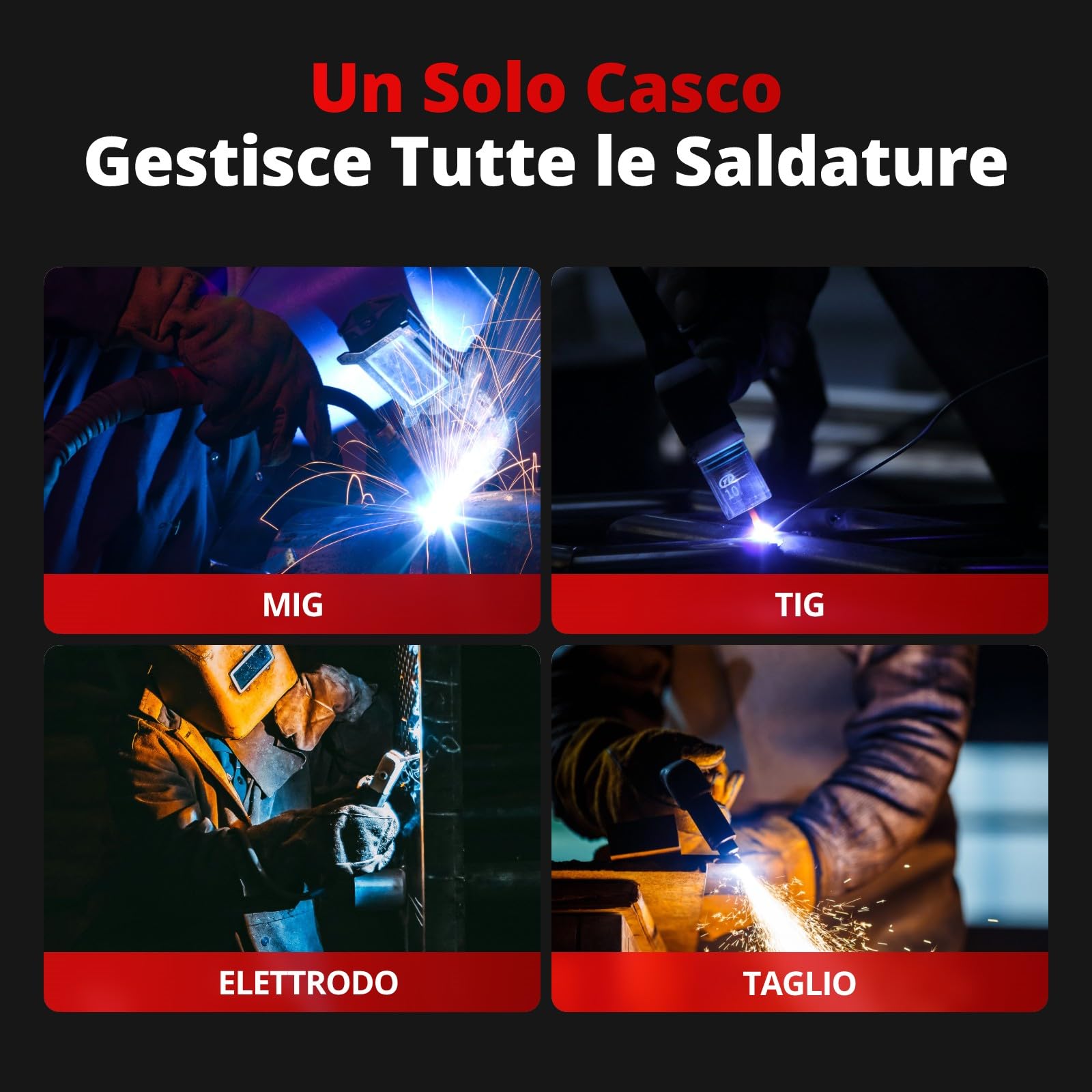 Maschera Saldatura Autoscurante Casco Saldatura Autoscurante con Imbottitura 3 Punti Leggero True Color DIN4-9/13 Classe 1/1/1/1 Sistema Duale Solare+Batteria