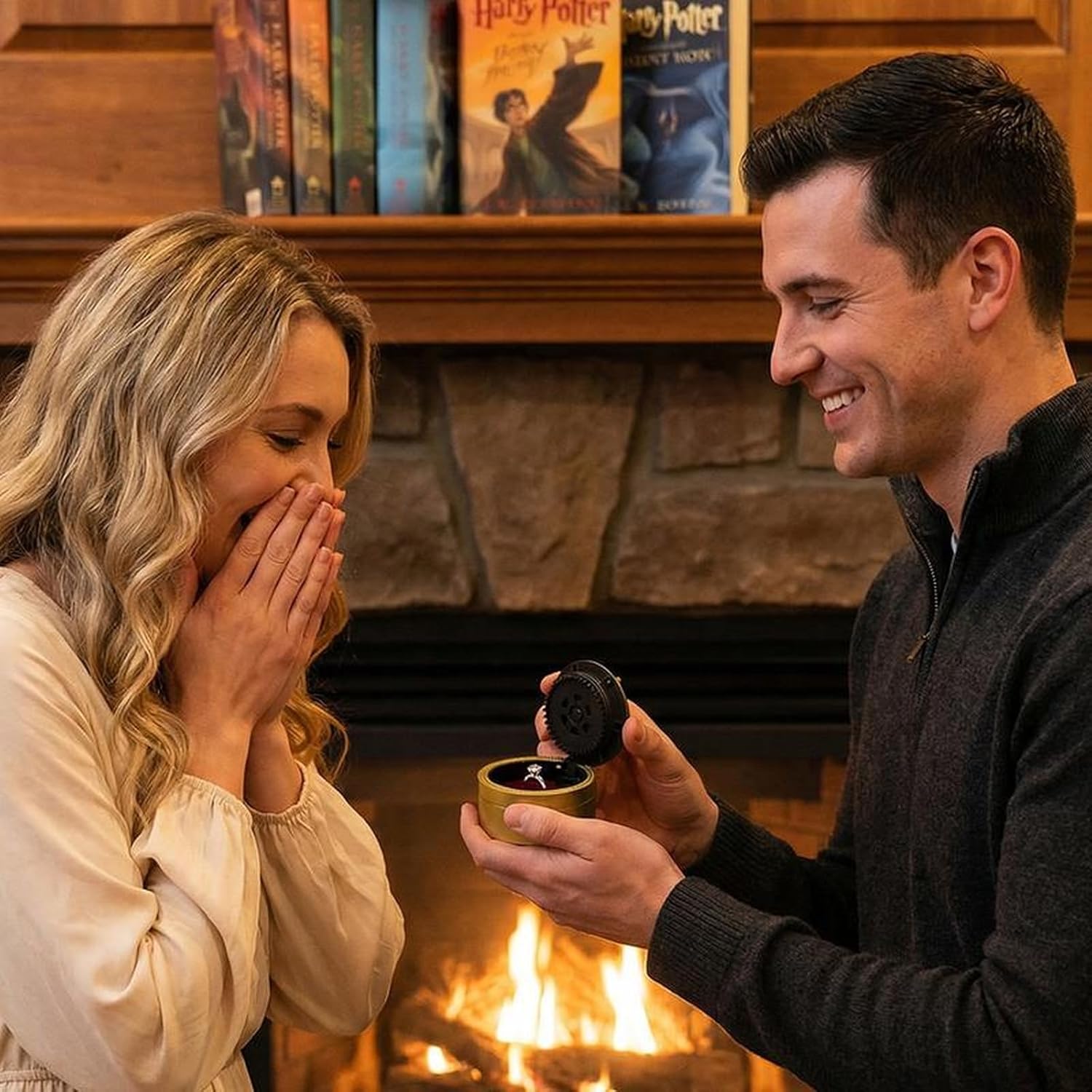 Valentine’s Day Gift Five Serpent Gate Magic Ring Box Jewelry Box with Ring Mechanical Small Ring Case for Movie Collectors for Party Decoration Birthday Christmas Gifts Silver - Image 8