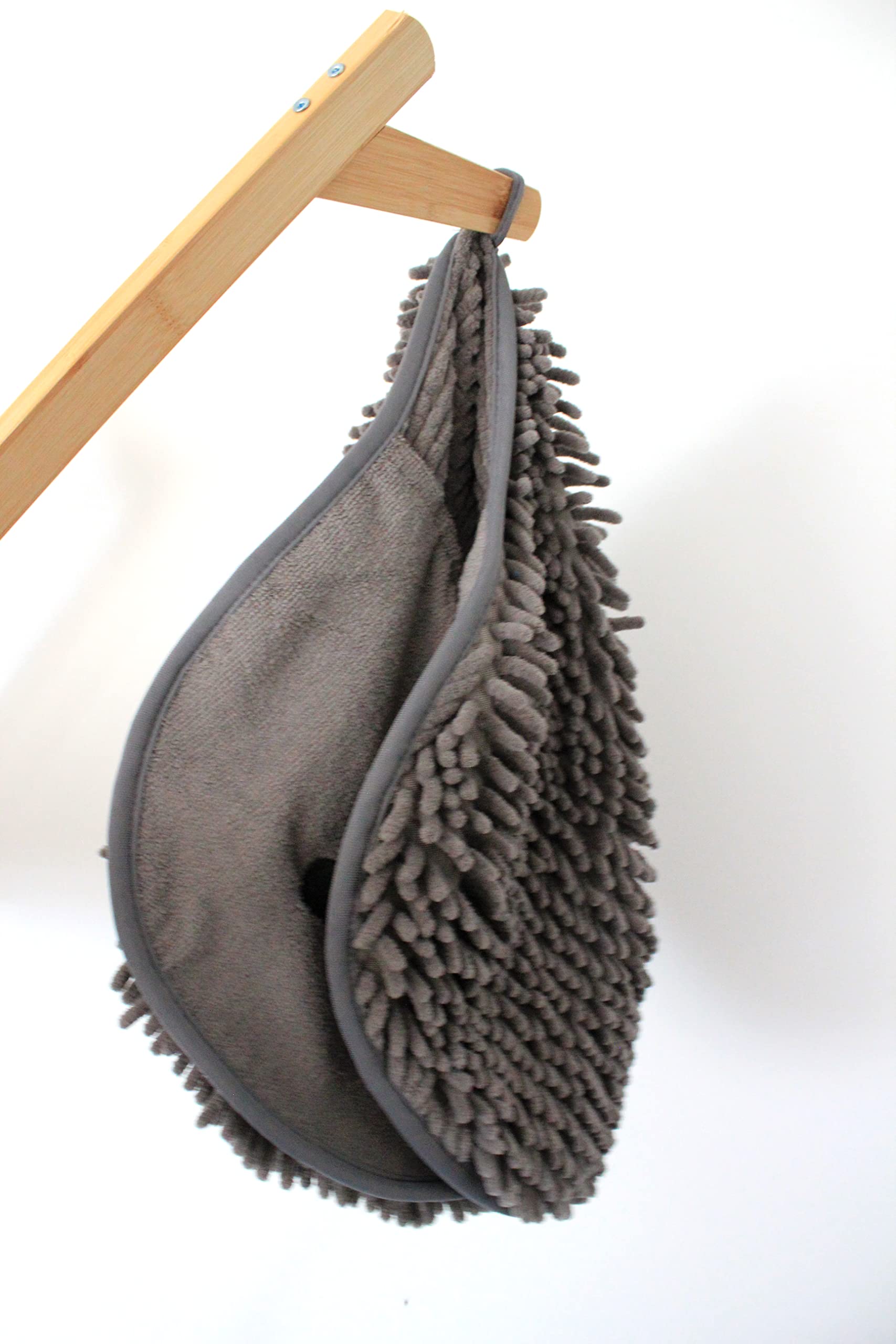 pet wiz Ręcznik szenilowy, z mikrofibry, super chłonny, szybkoschnący, lekki, z praktycznymi przegródkami na rękawiczki, 82 cm x 32 cm (szary)